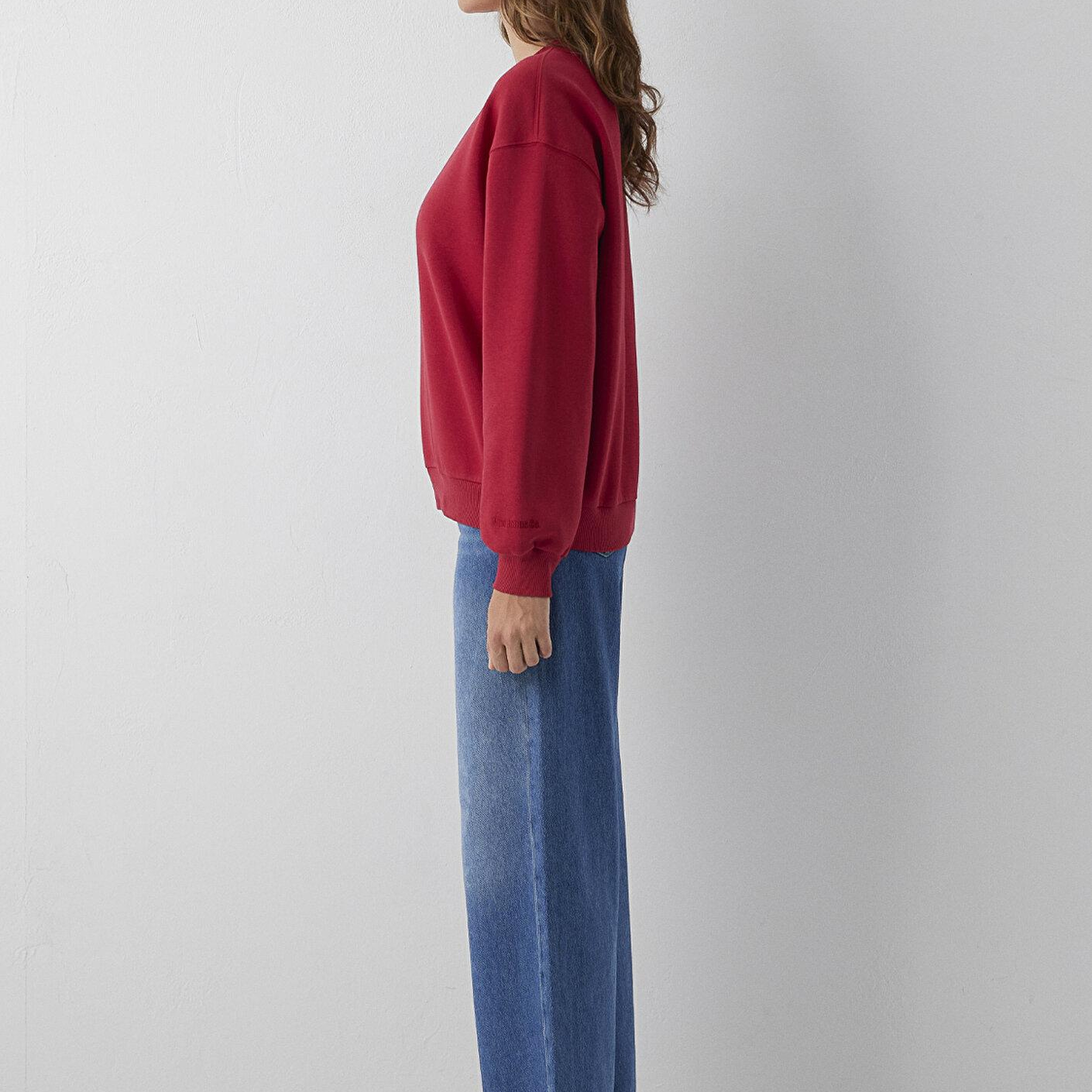 Mavi Bisiklet Yaka Kırmızı Basic Sweatshirt 1610198-70391