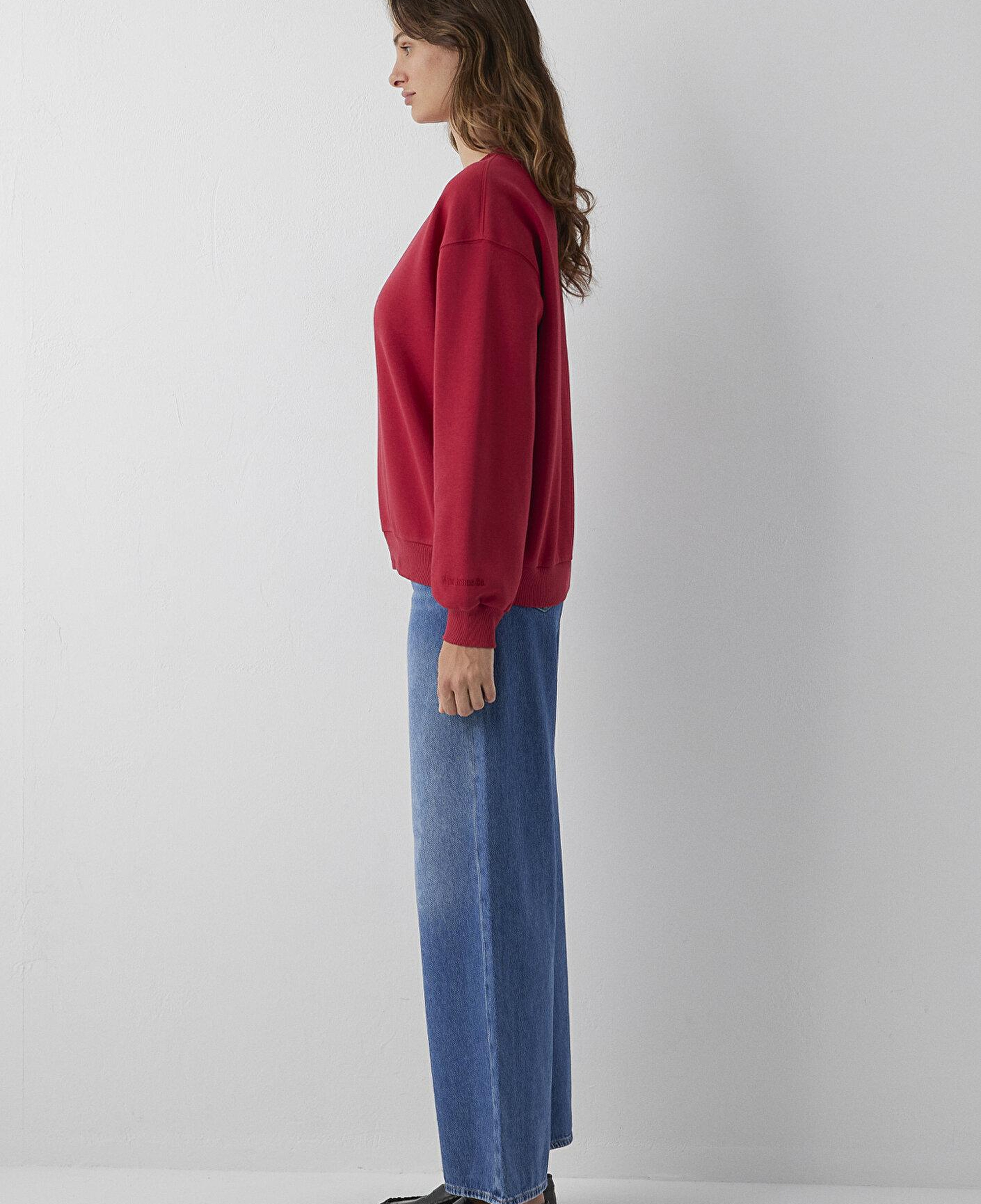 Mavi Bisiklet Yaka Kırmızı Basic Sweatshirt 1610198-70391
