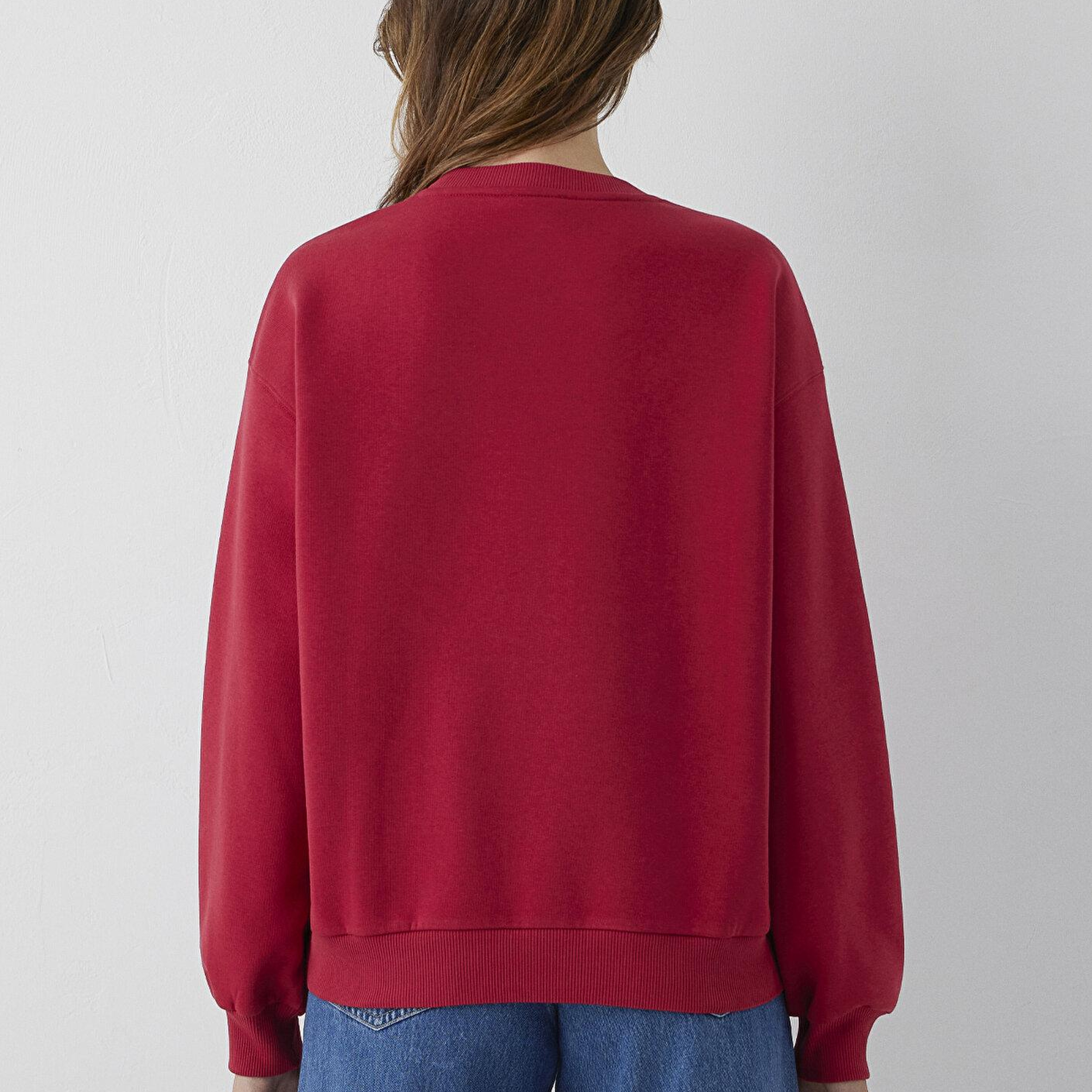 Mavi Bisiklet Yaka Kırmızı Basic Sweatshirt 1610198-70391