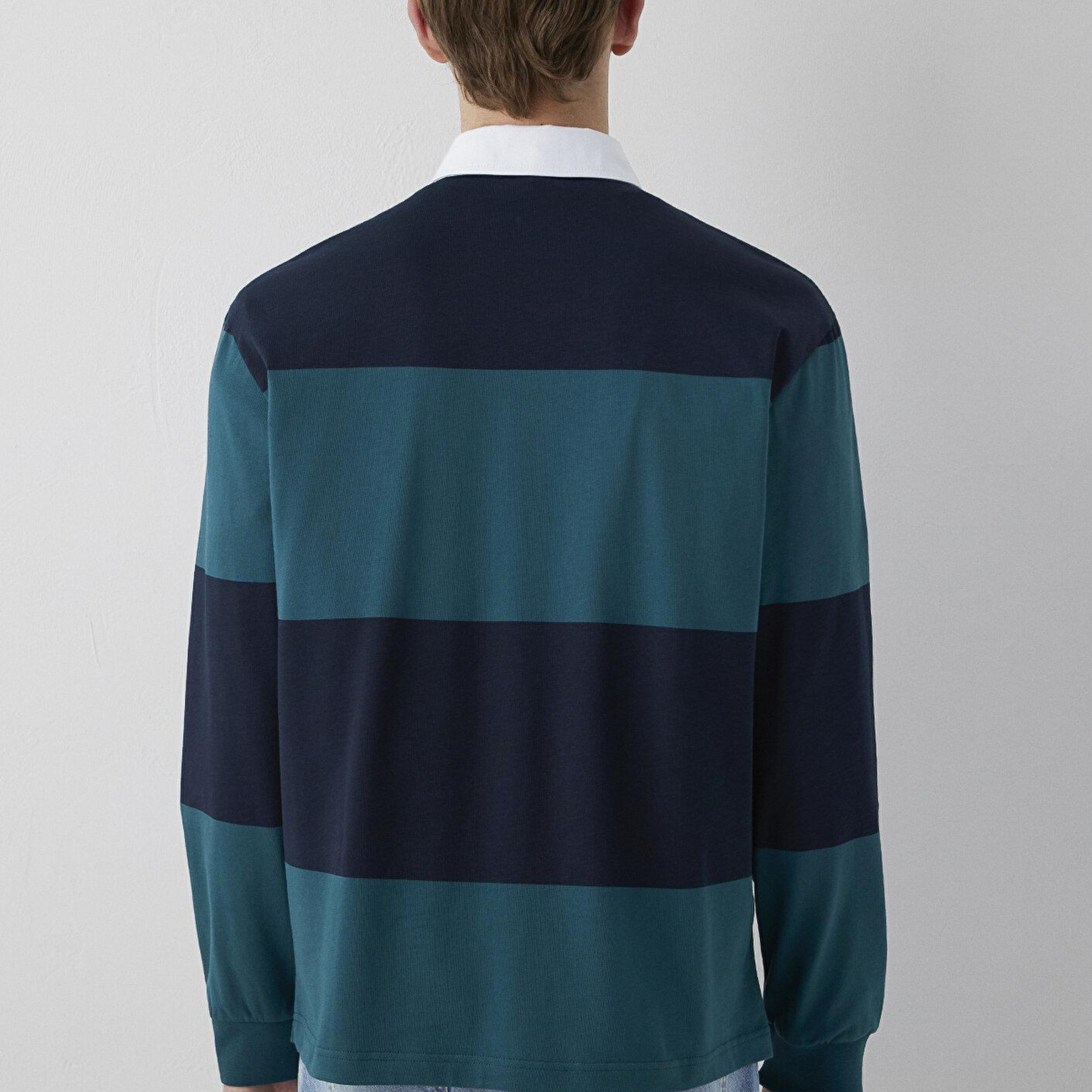 Mavi Blok Renkli Polo Sweatshirt 0S10615-90366