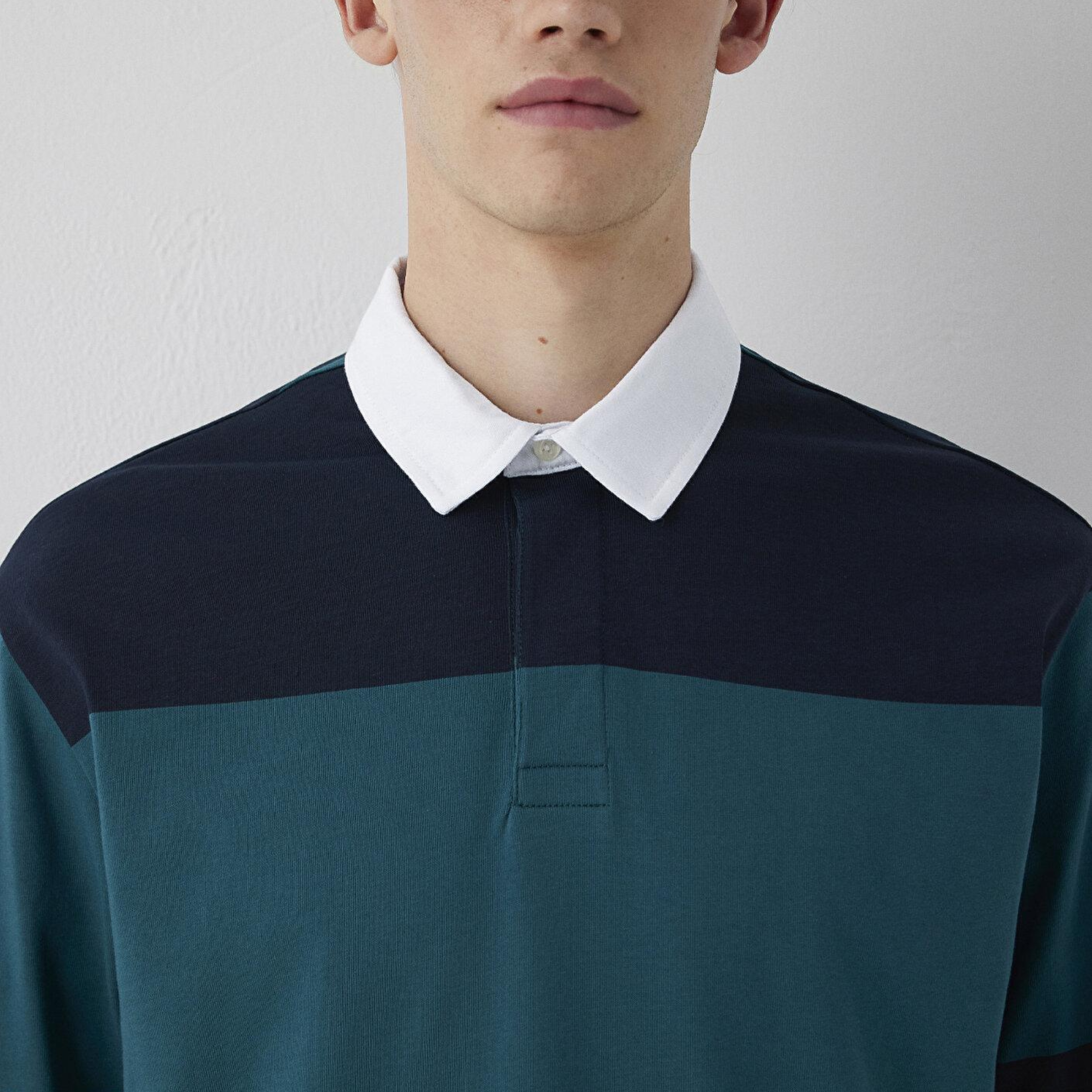 Mavi Blok Renkli Polo Sweatshirt 0S10615-90366