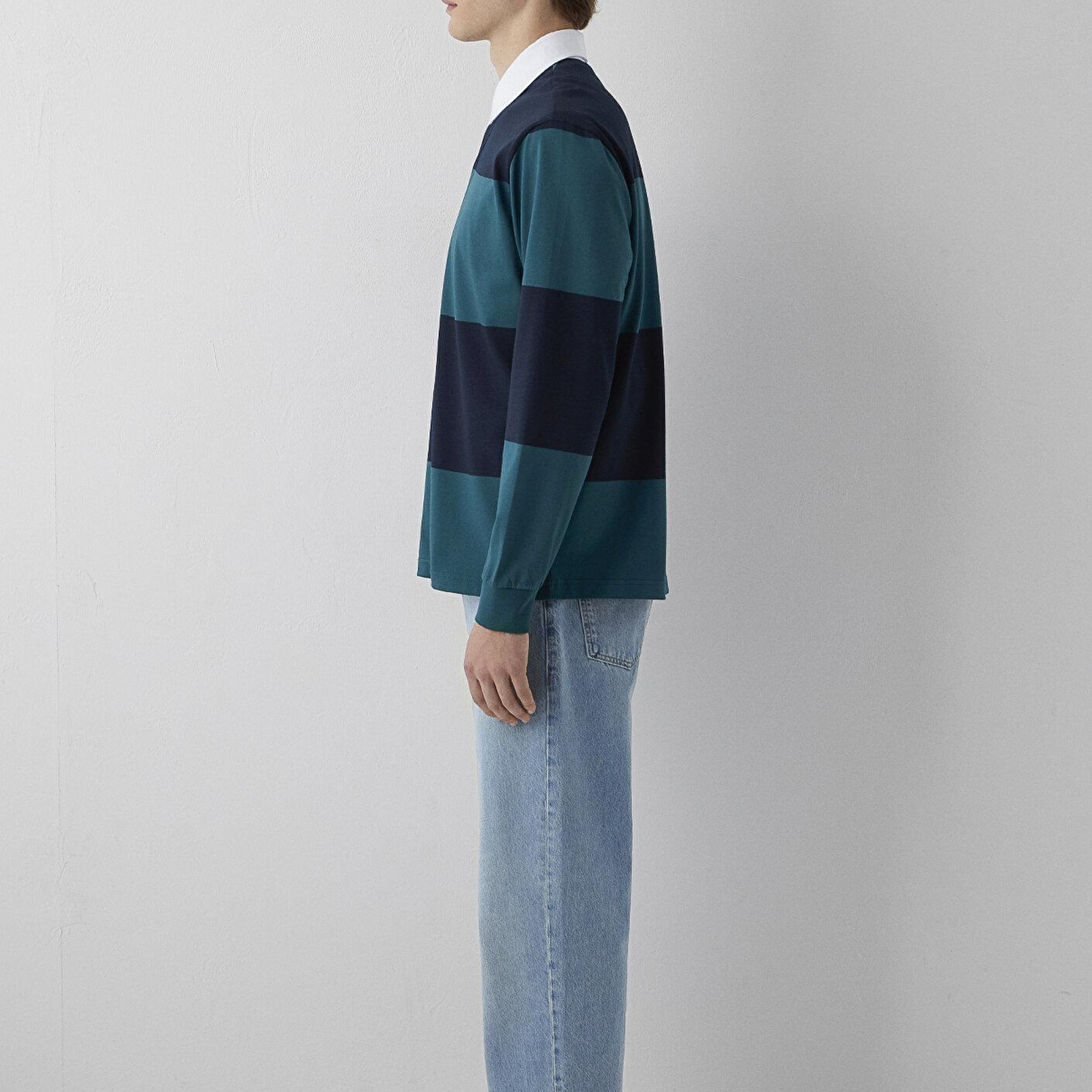Mavi Blok Renkli Polo Sweatshirt 0S10615-90366