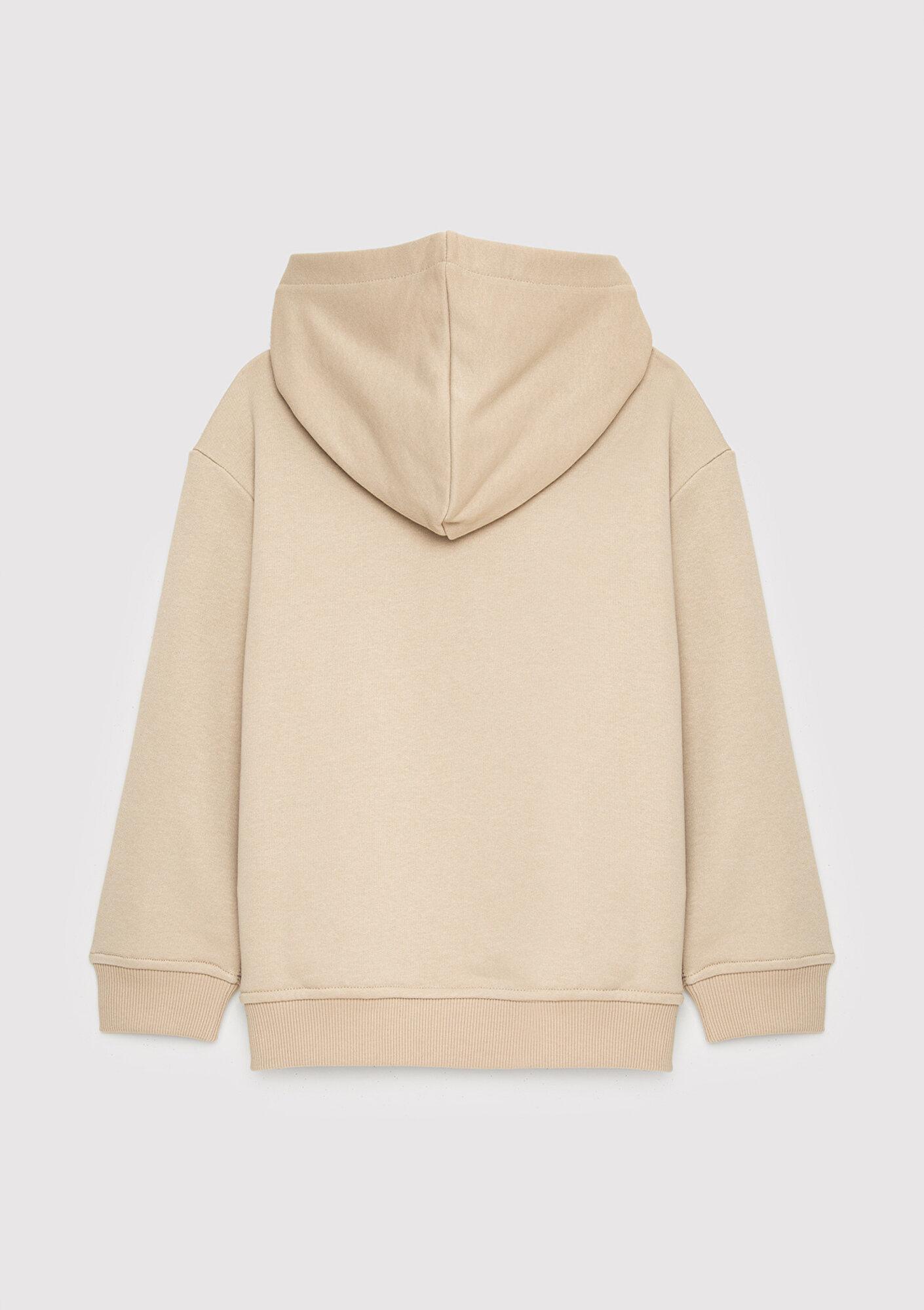 Mavi Kapüşonlu Ekru Sweatshirt 6S10209-70039