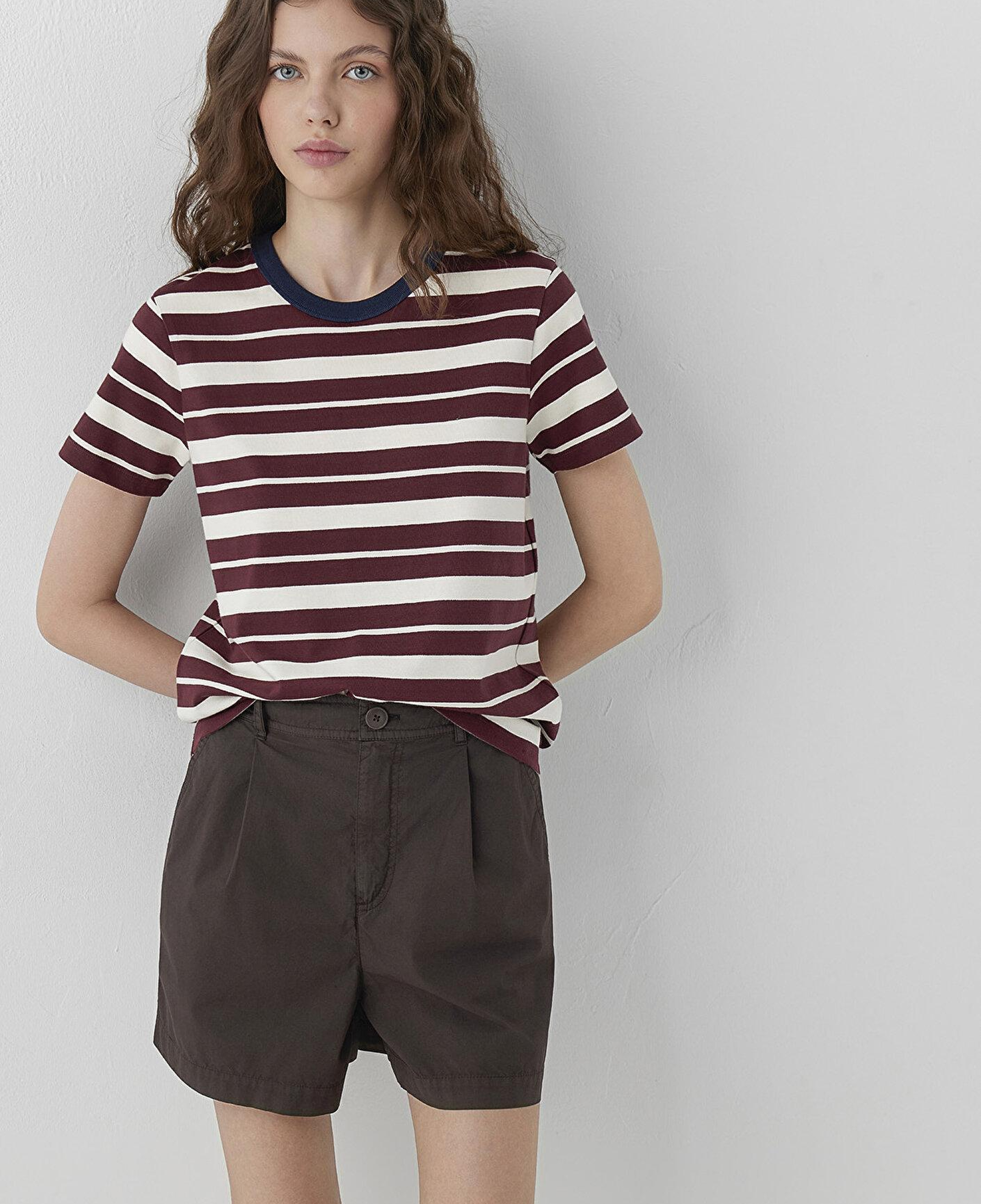 Mavi Bordo Çizgili Tişört Regular Fit / Normal Kesim 1614188-87982