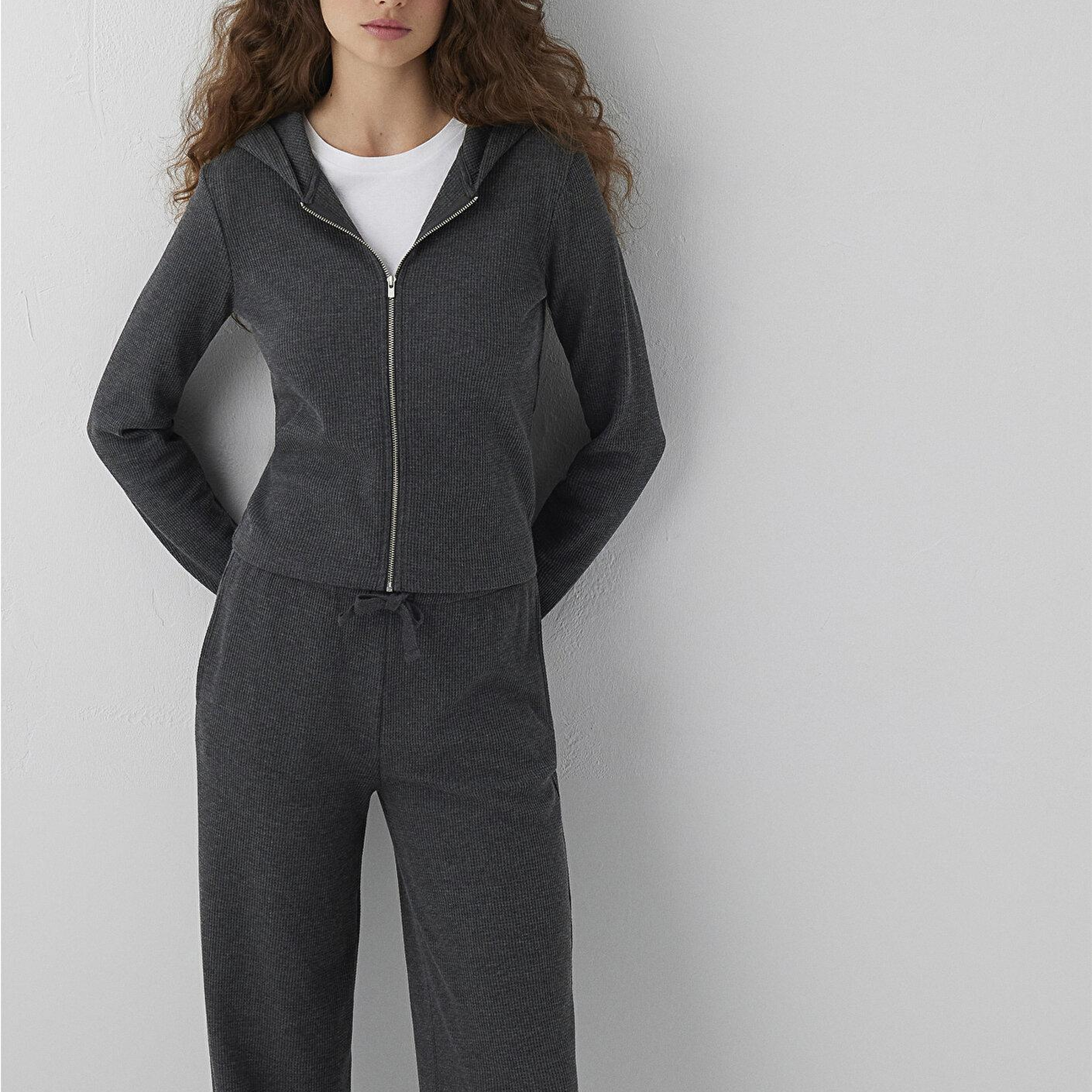 Mavi Dokulu Fermuarlı Antrasit Üst Slim Fit / Dar Kesim 1613383-87829