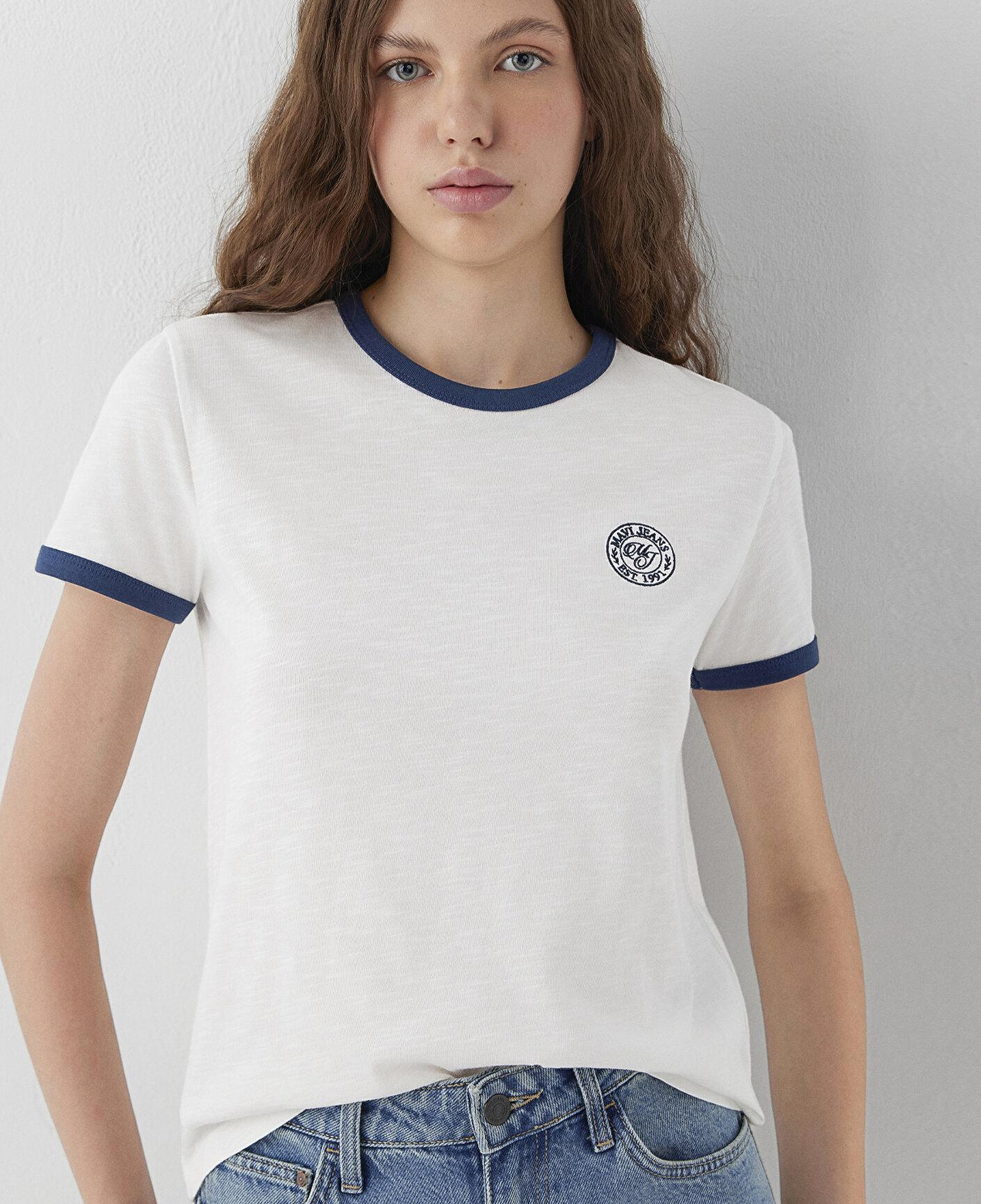 Mavi Mavi Logo Baskılı Ekru Tişört Regular Fit / Normal Kesim 1614198-70057