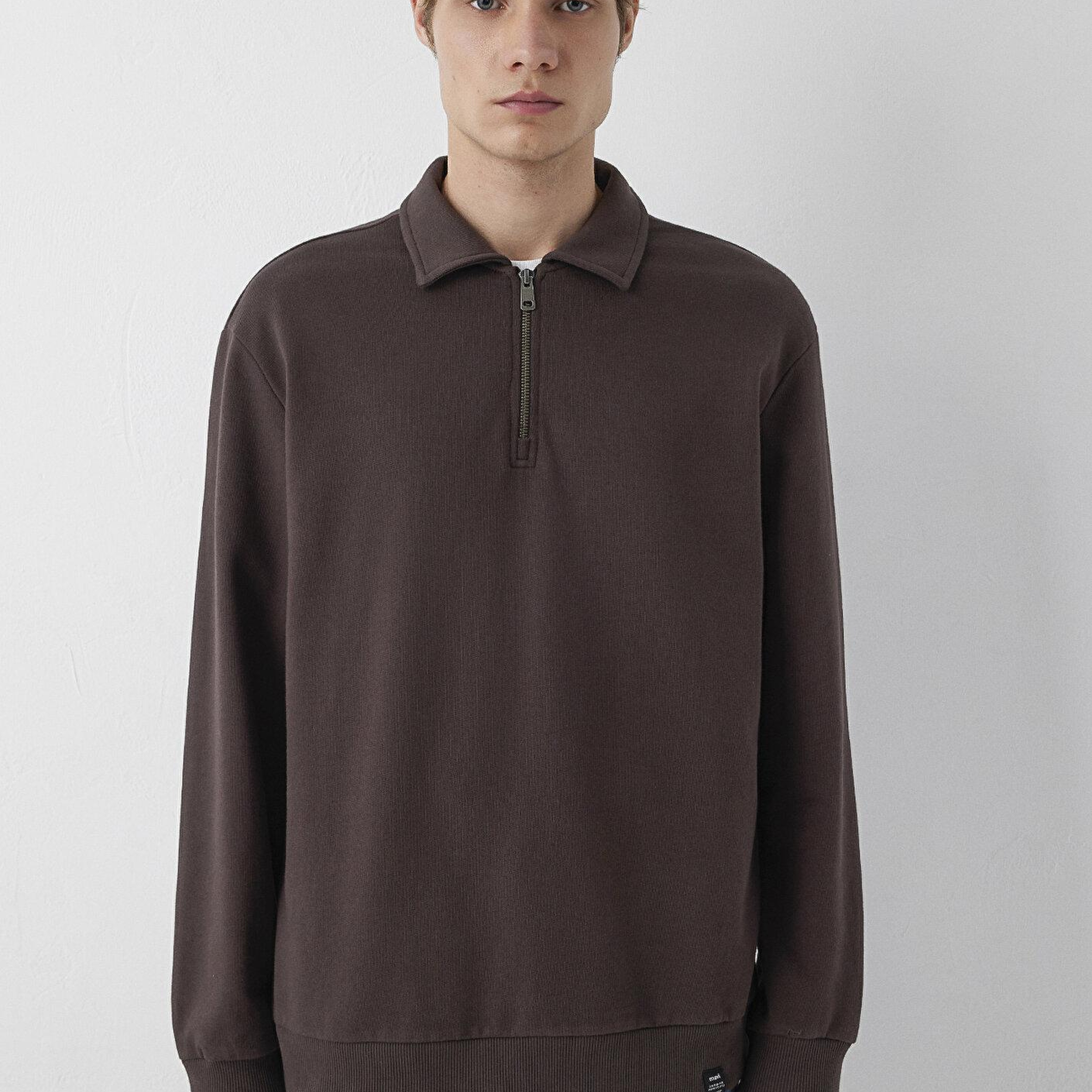 Mavi Fermuarlı Kahverengi Polo Sweatshirt 0S10622-70220