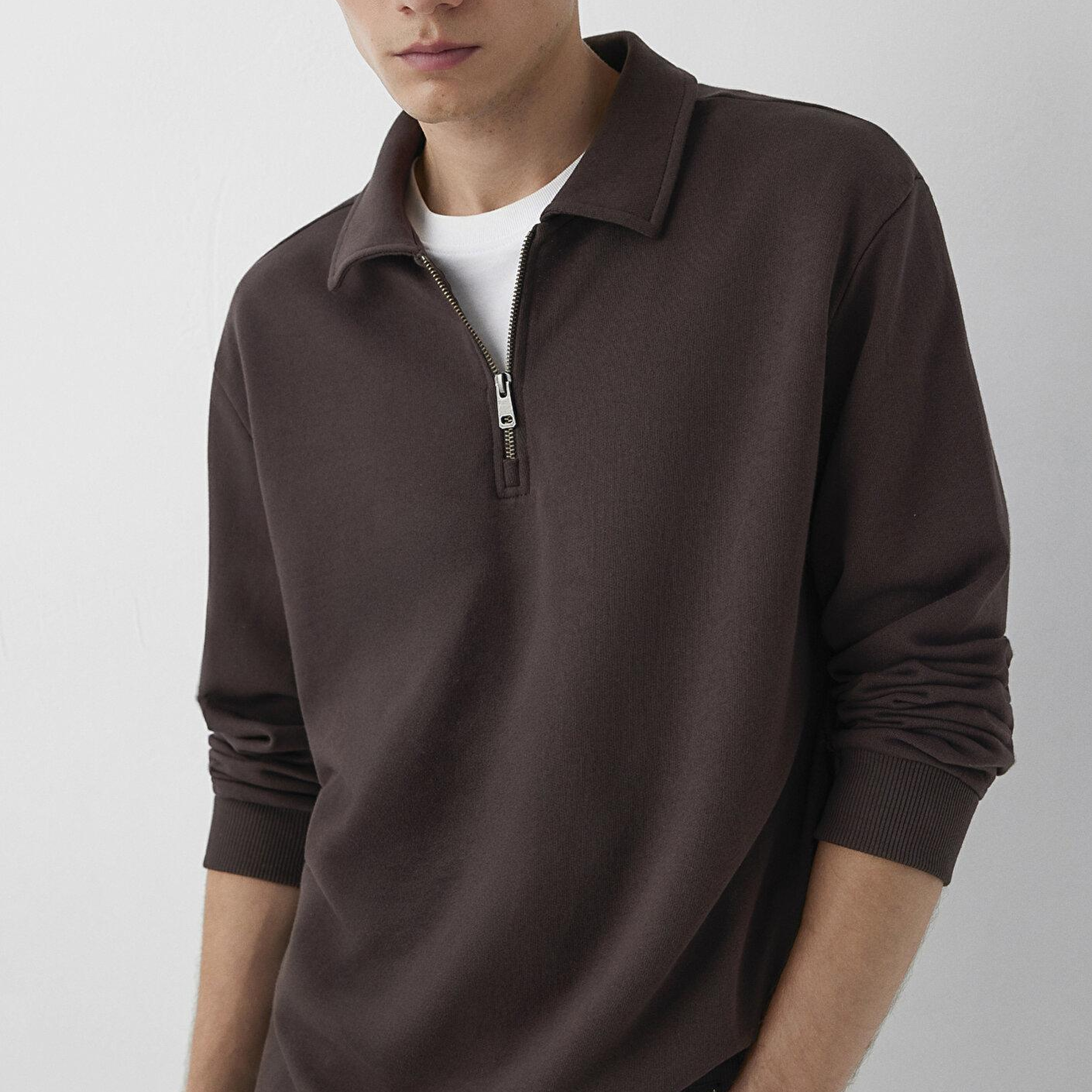 Mavi Fermuarlı Kahverengi Polo Sweatshirt 0S10622-70220