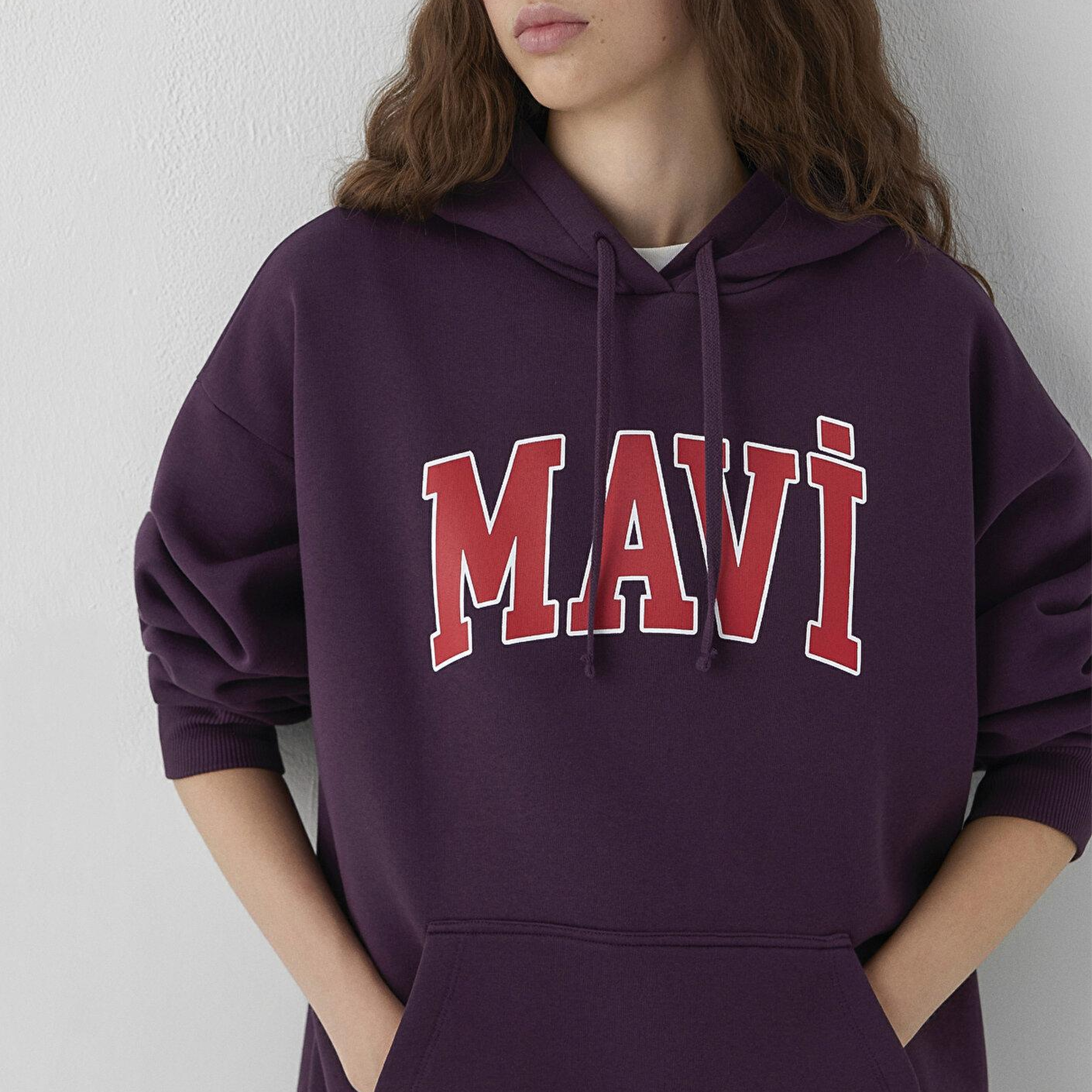 Mavi Mavi Logo Baskılı Kapüşonlu Mor Sweatshirt 1600361-70635