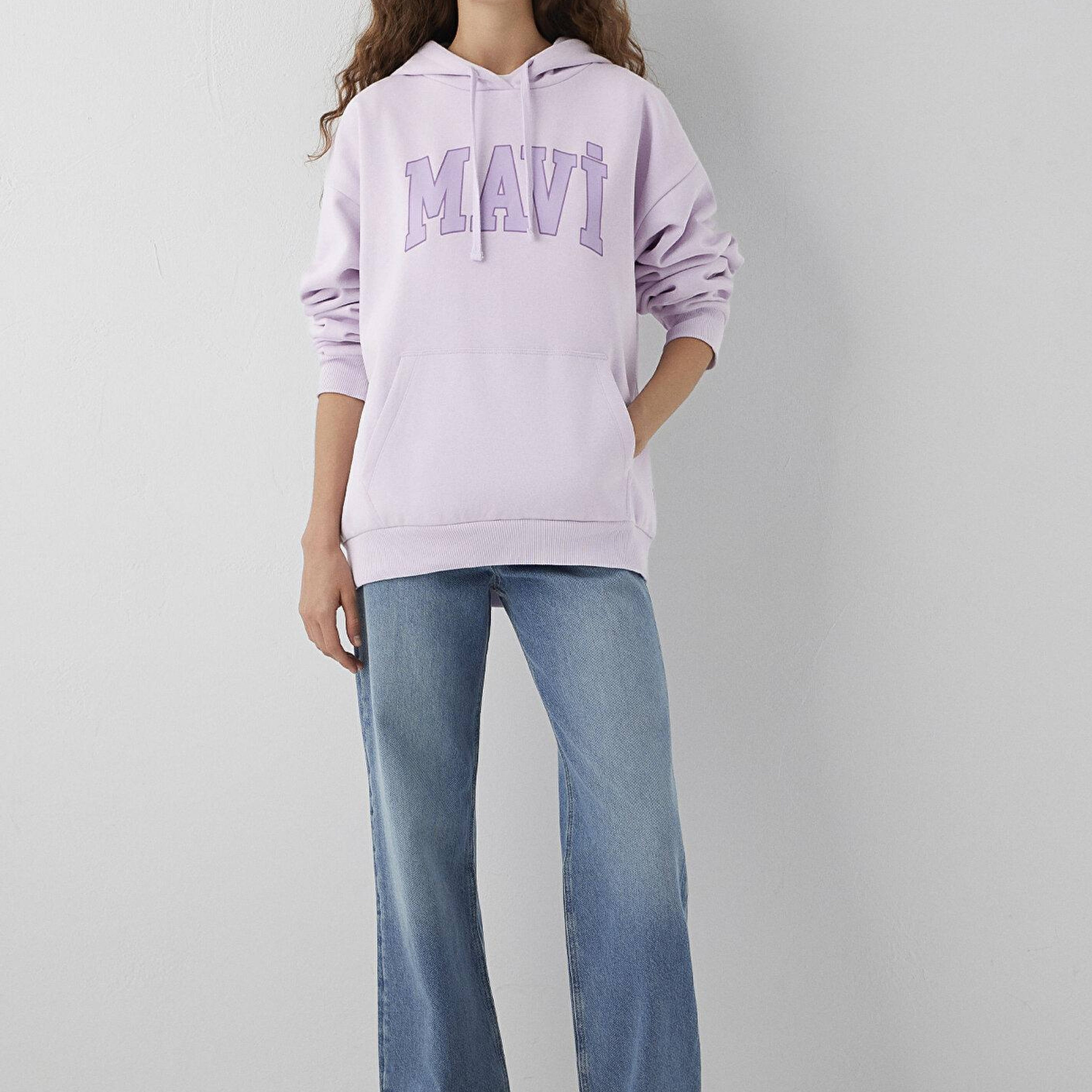 Mavi Mavi Logo Baskılı Kapüşonlu Lila Sweatshirt 1600361-70512