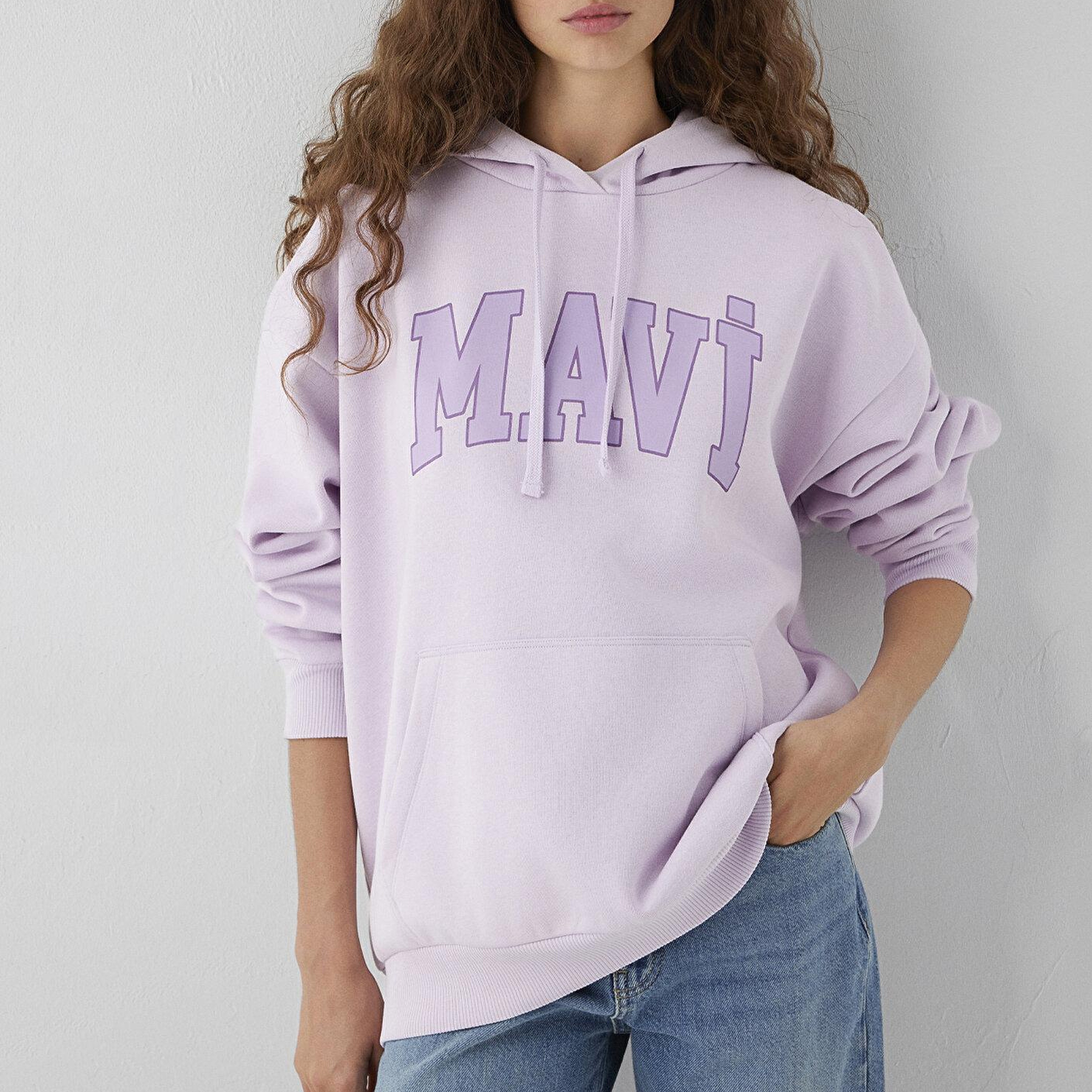 Mavi Mavi Logo Baskılı Kapüşonlu Lila Sweatshirt 1600361-70512