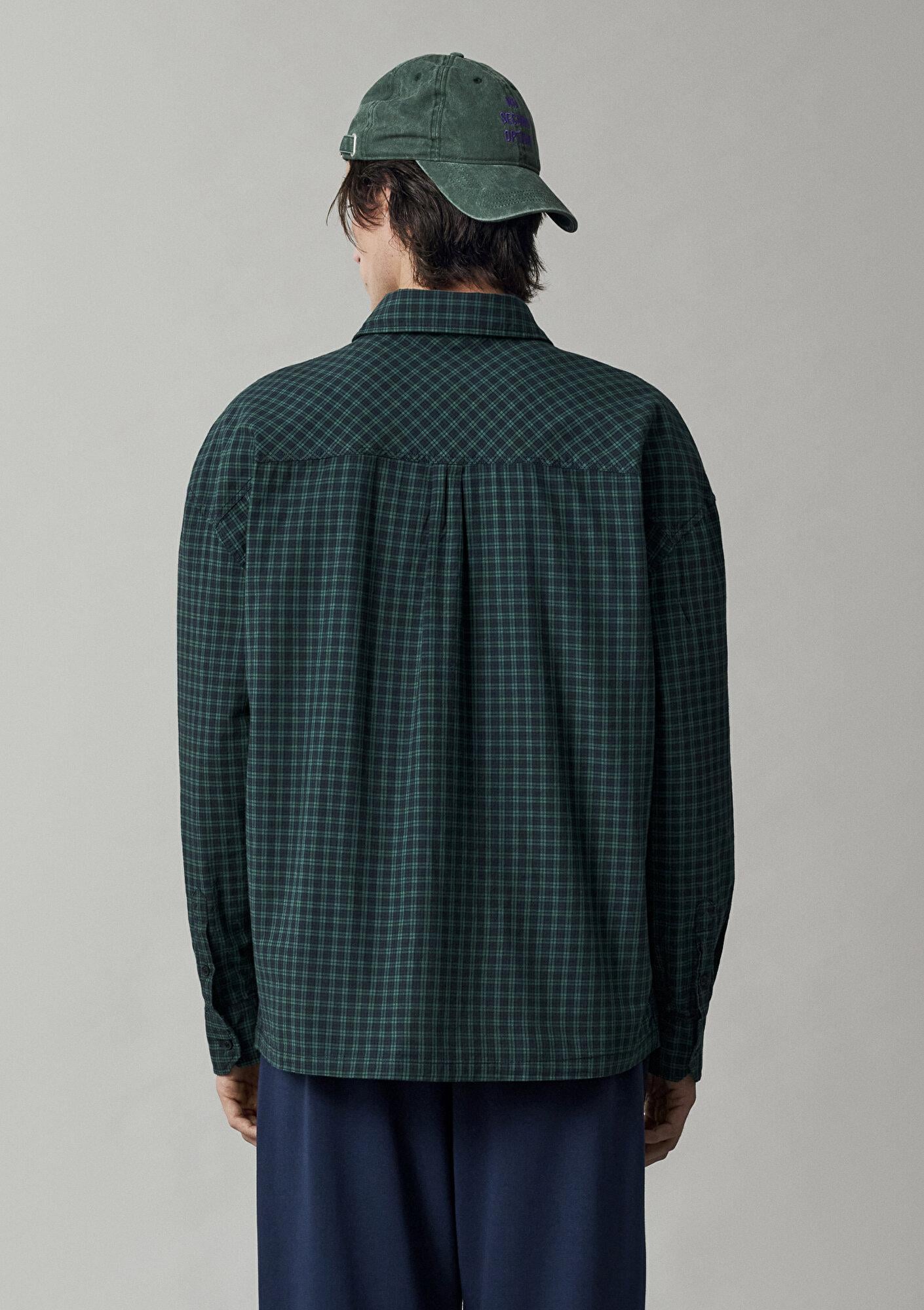 Mavi Yeşil Ekose Gömlek Oversize / Geniş Kesim 0212107-91712