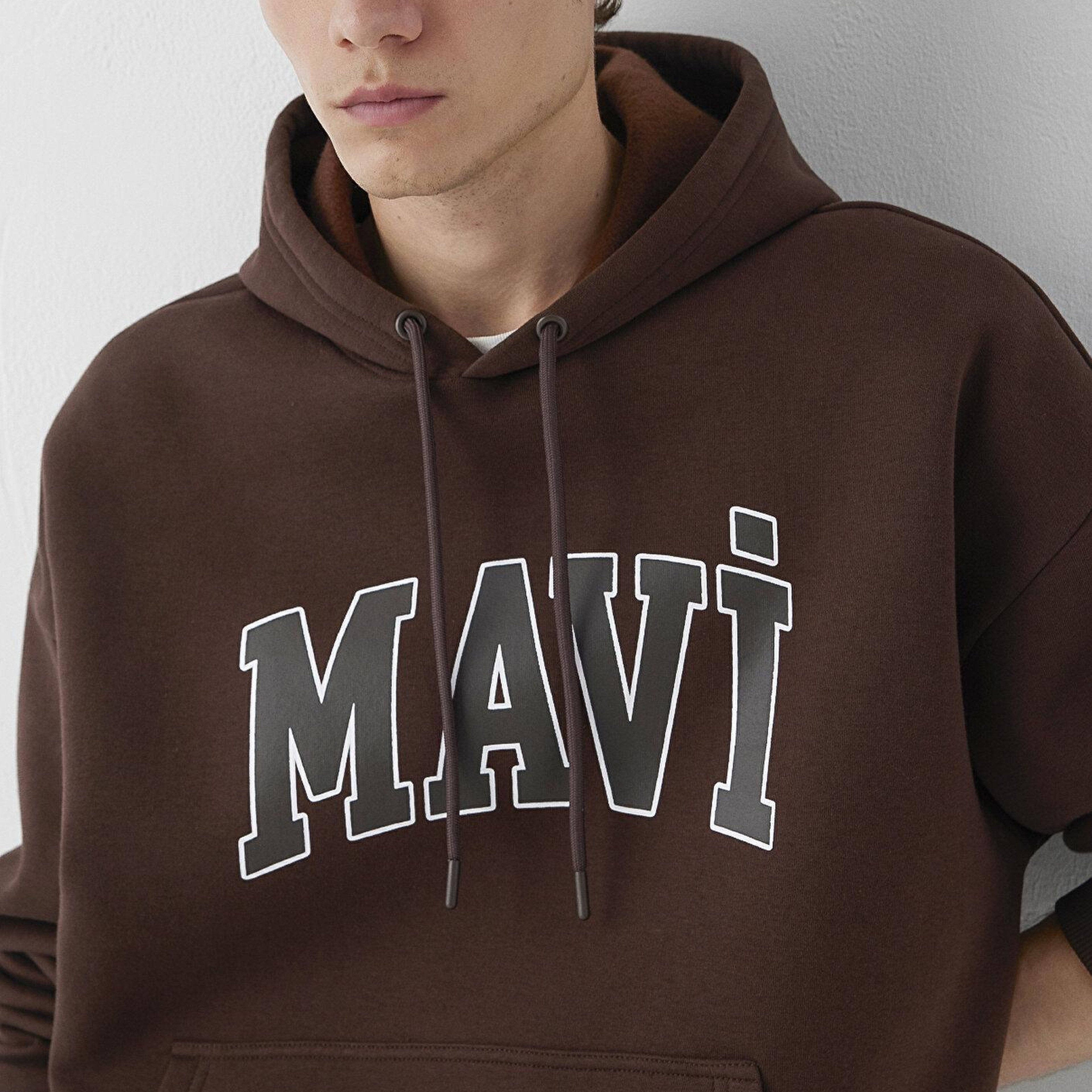 Mavi Mavi Logo Baskılı Kapüşonlu Kahverengi Sweatshirt 067149-88062