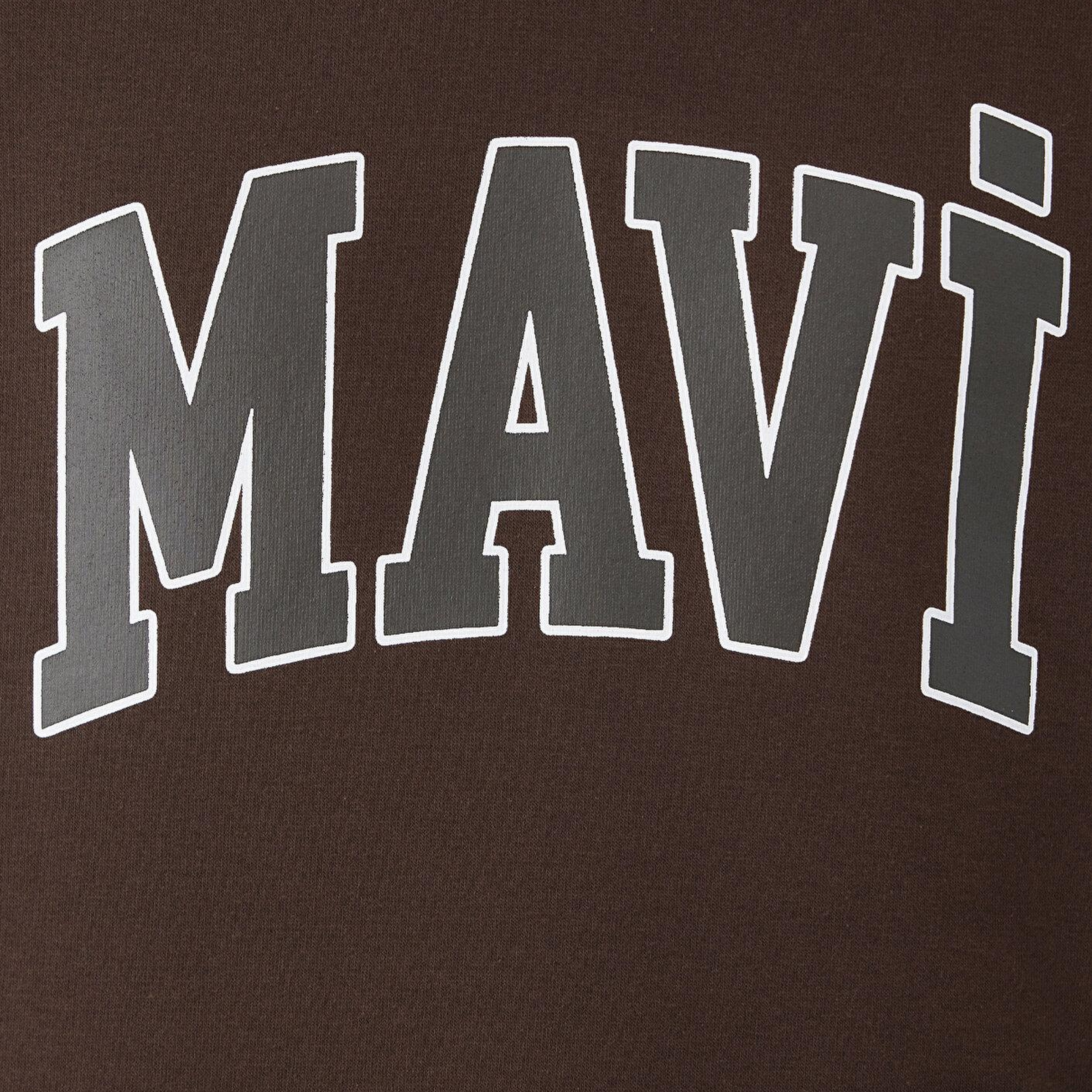 Mavi Mavi Logo Baskılı Kapüşonlu Kahverengi Sweatshirt 067149-88062