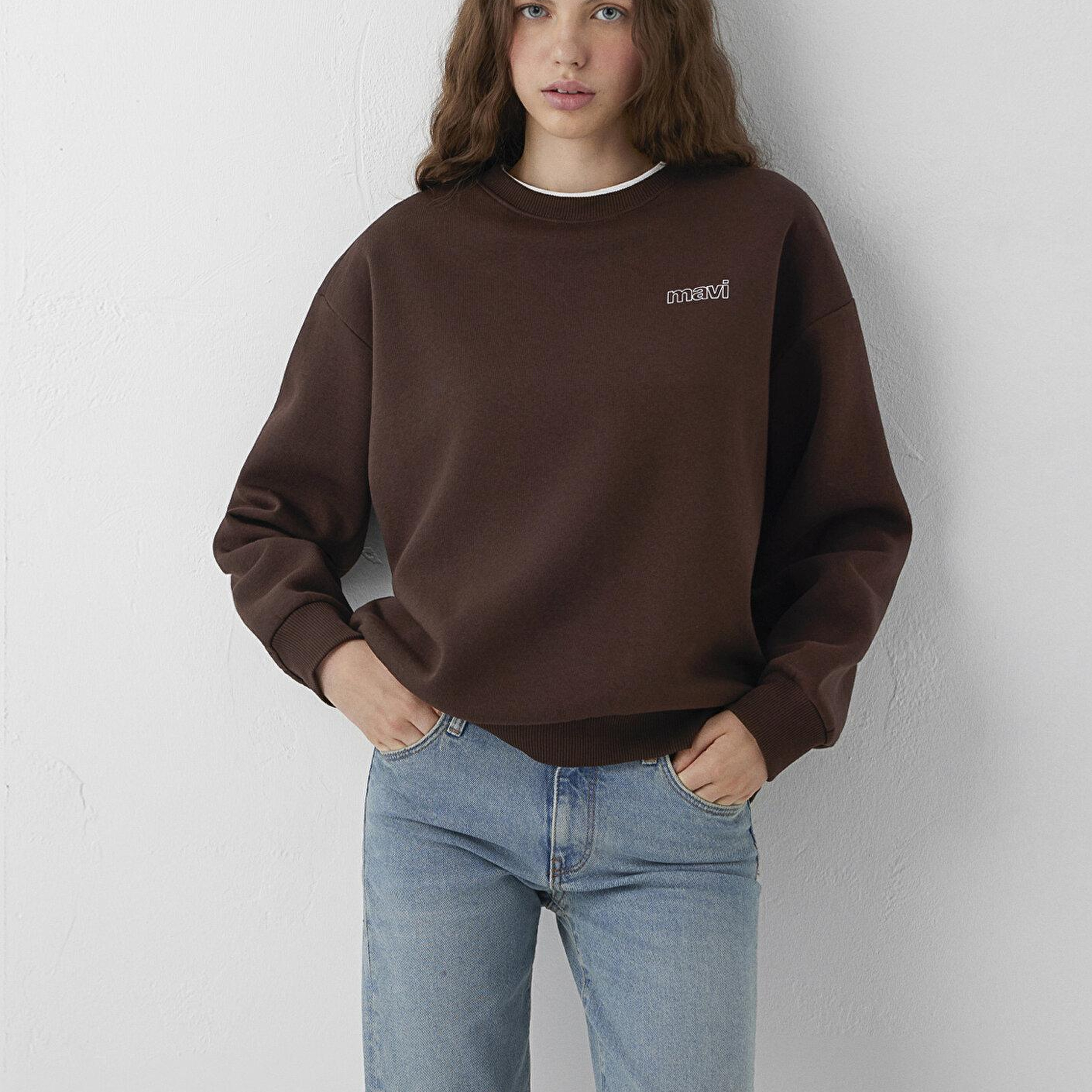 Mavi Mavi Logo Baskılı Kahverengi Sweatshirt 1611656-90704