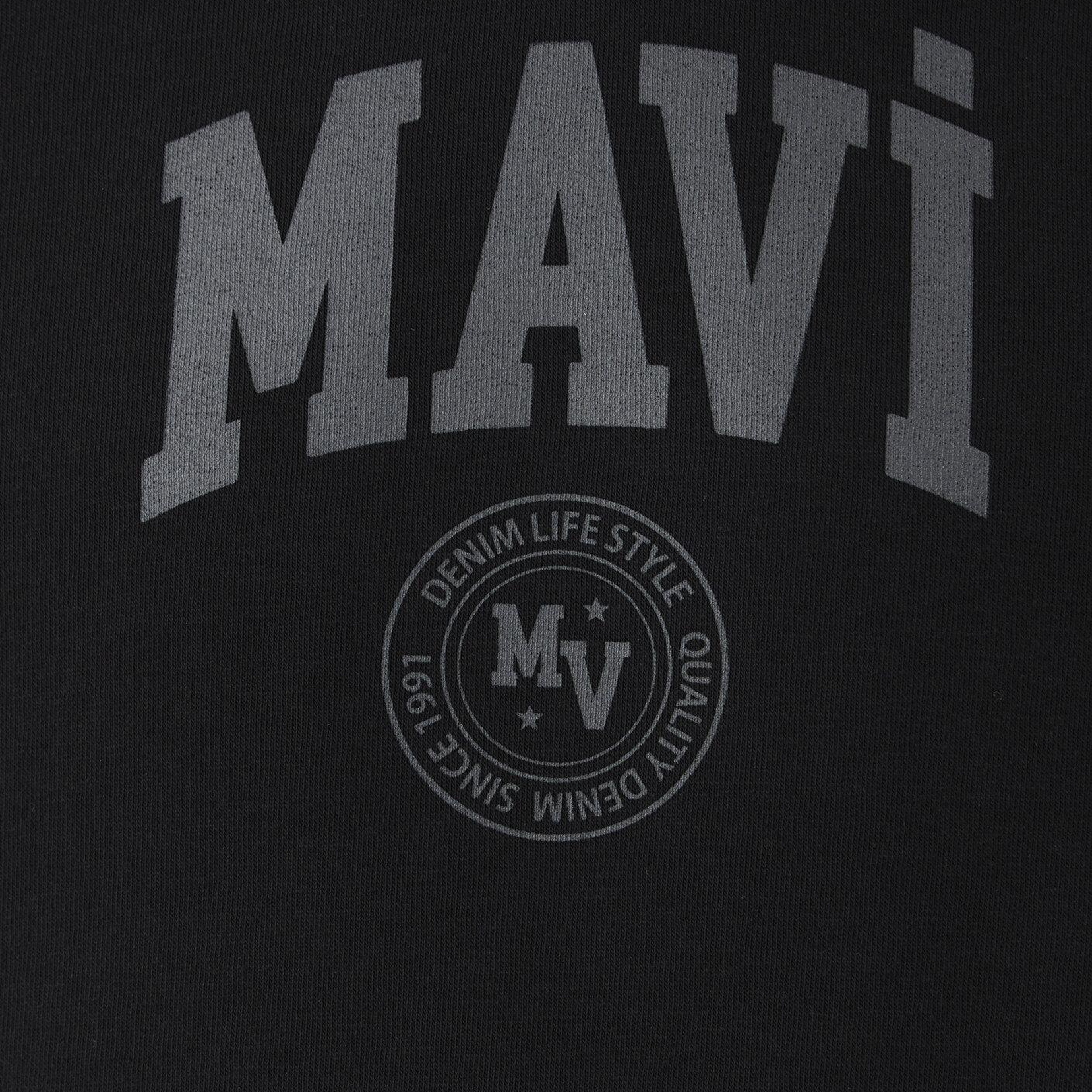 Mavi Mavi Logo Baskılı Kapüşonlu Siyah Sweatshirt 0S10646-900