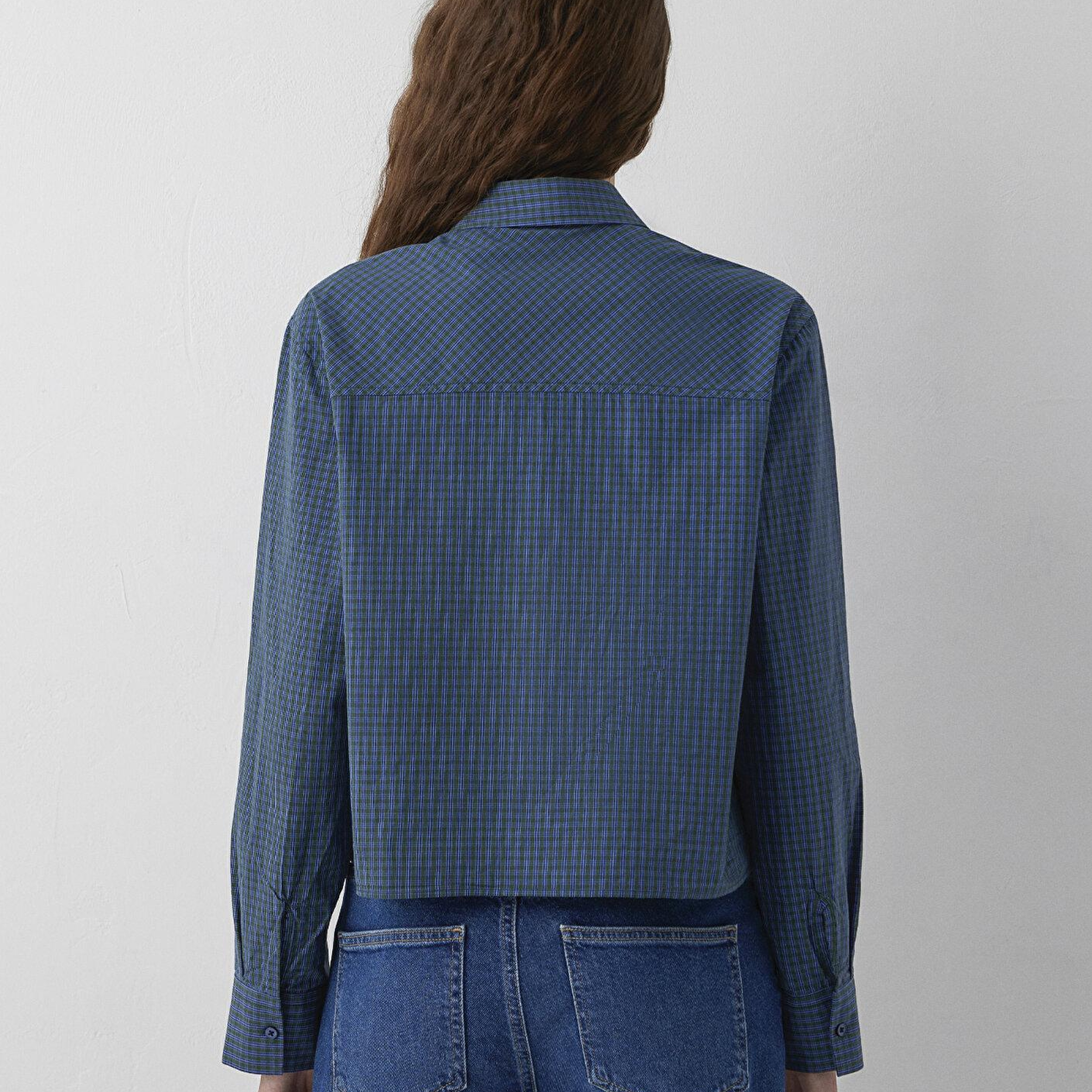 Mavi Kareli Gömlek Loose Fit / Bol Rahat Kesim 1211401-A6878