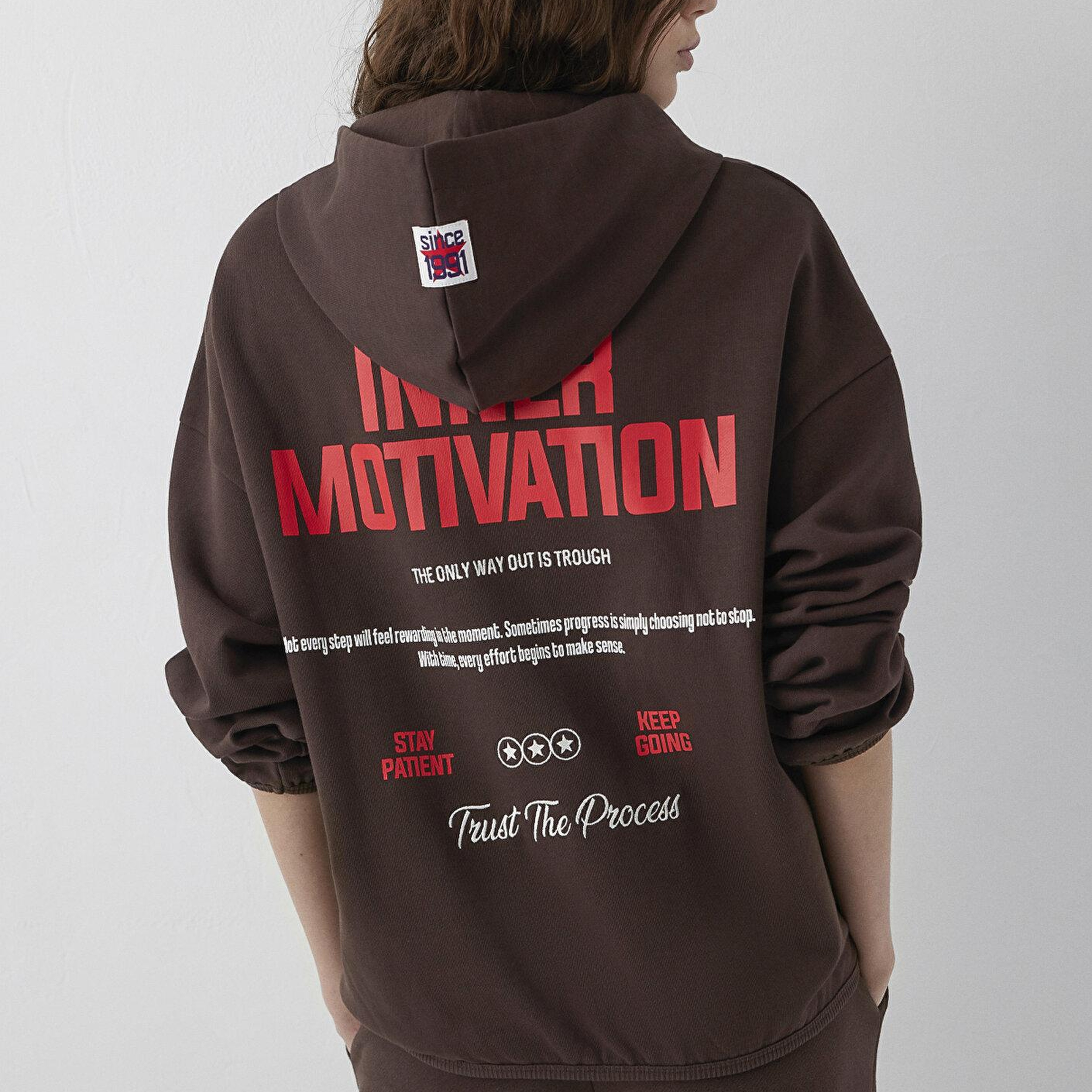 Mavi Kapüşonlu Kahverengi Sweatshirt 1S20081-70236