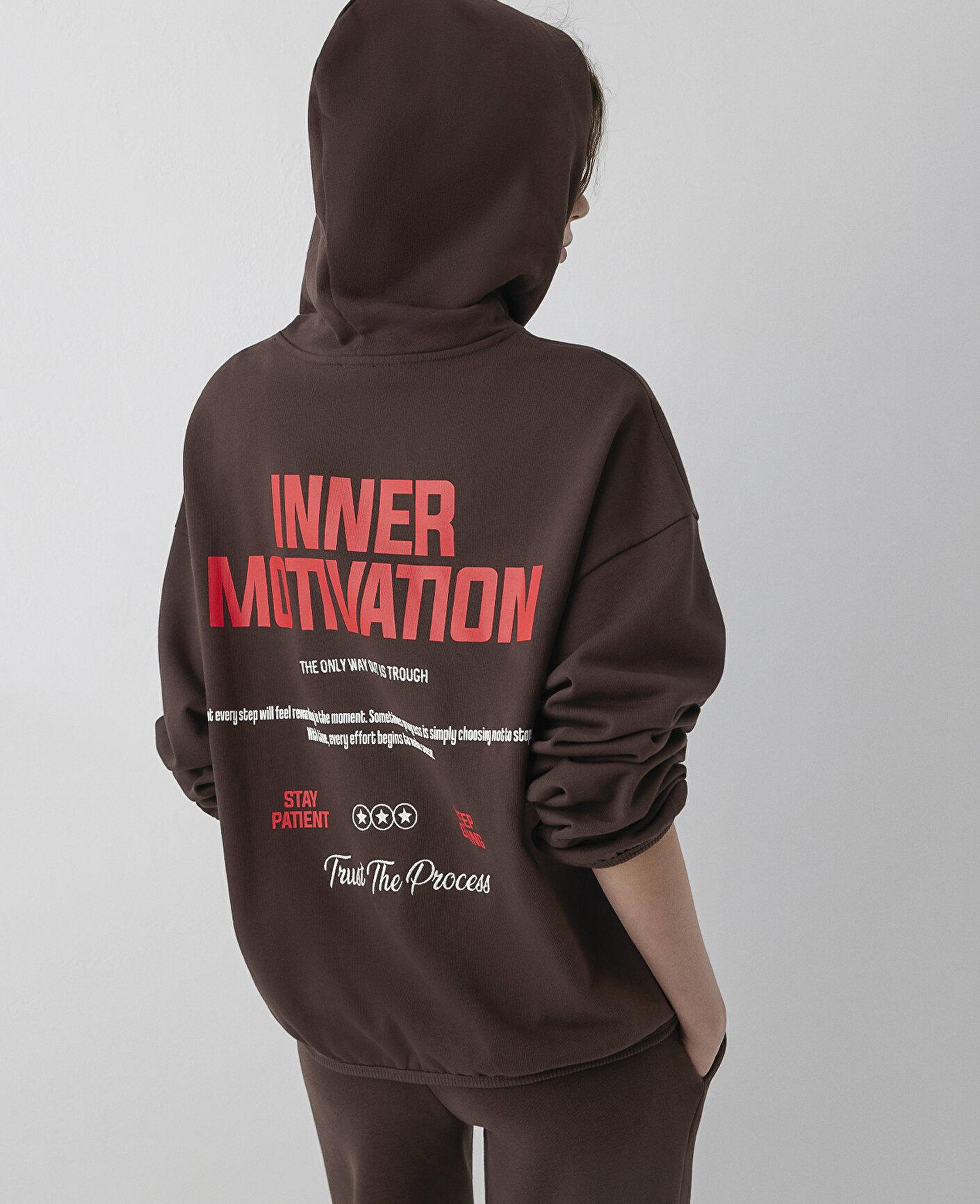 Mavi Kapüşonlu Kahverengi Sweatshirt 1S20081-70236