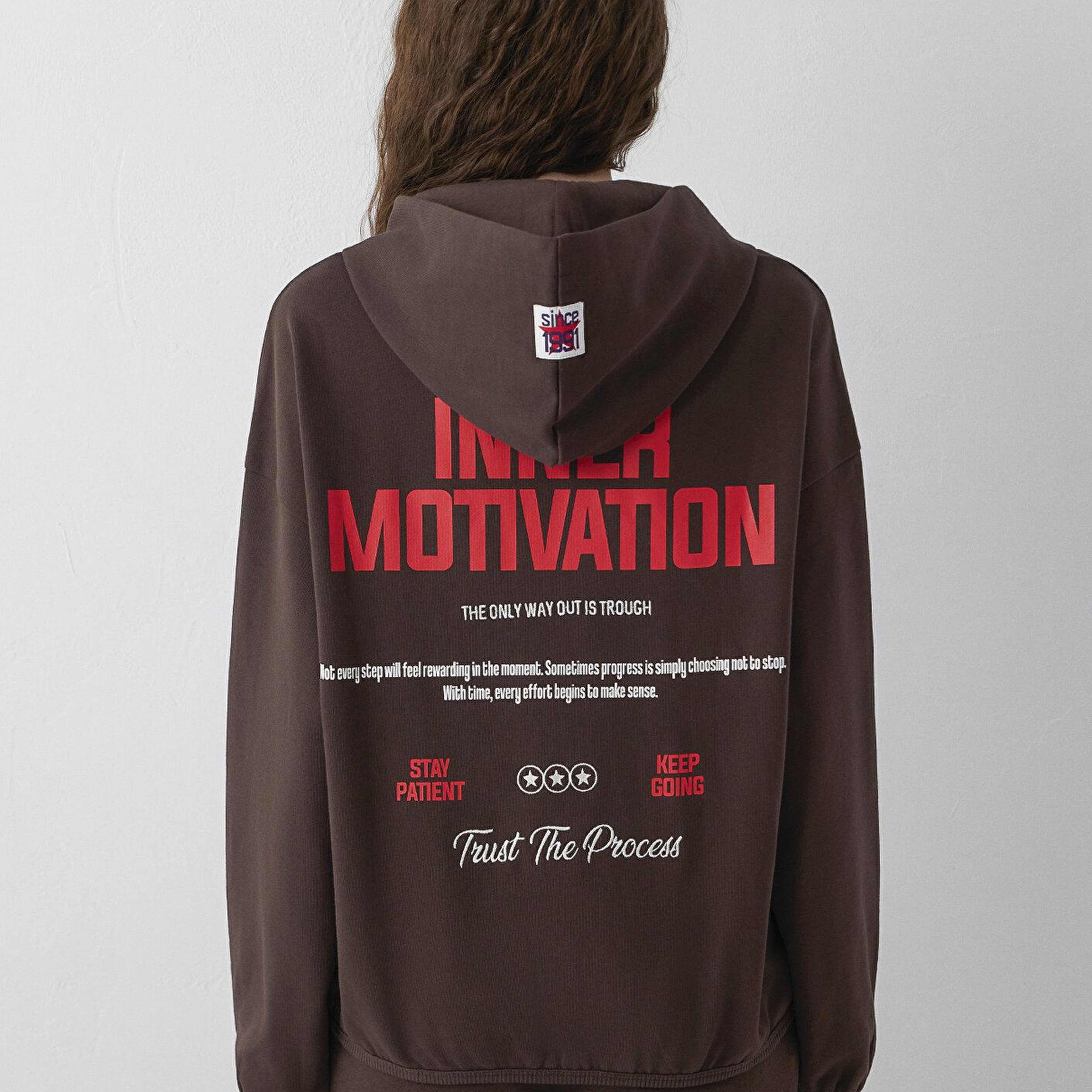 Mavi Kapüşonlu Kahverengi Sweatshirt 1S20081-70236