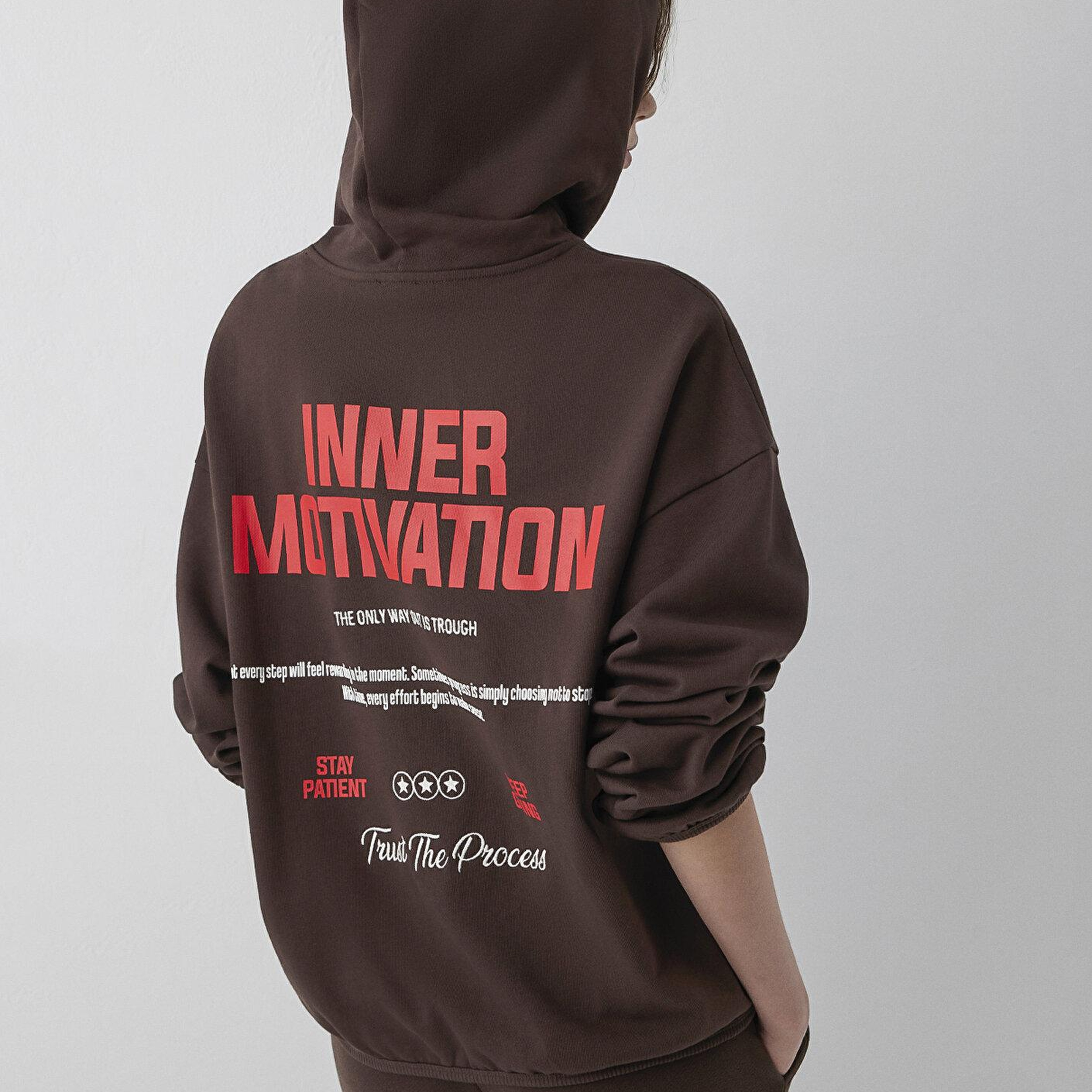 Mavi Kapüşonlu Kahverengi Sweatshirt 1S20081-70236