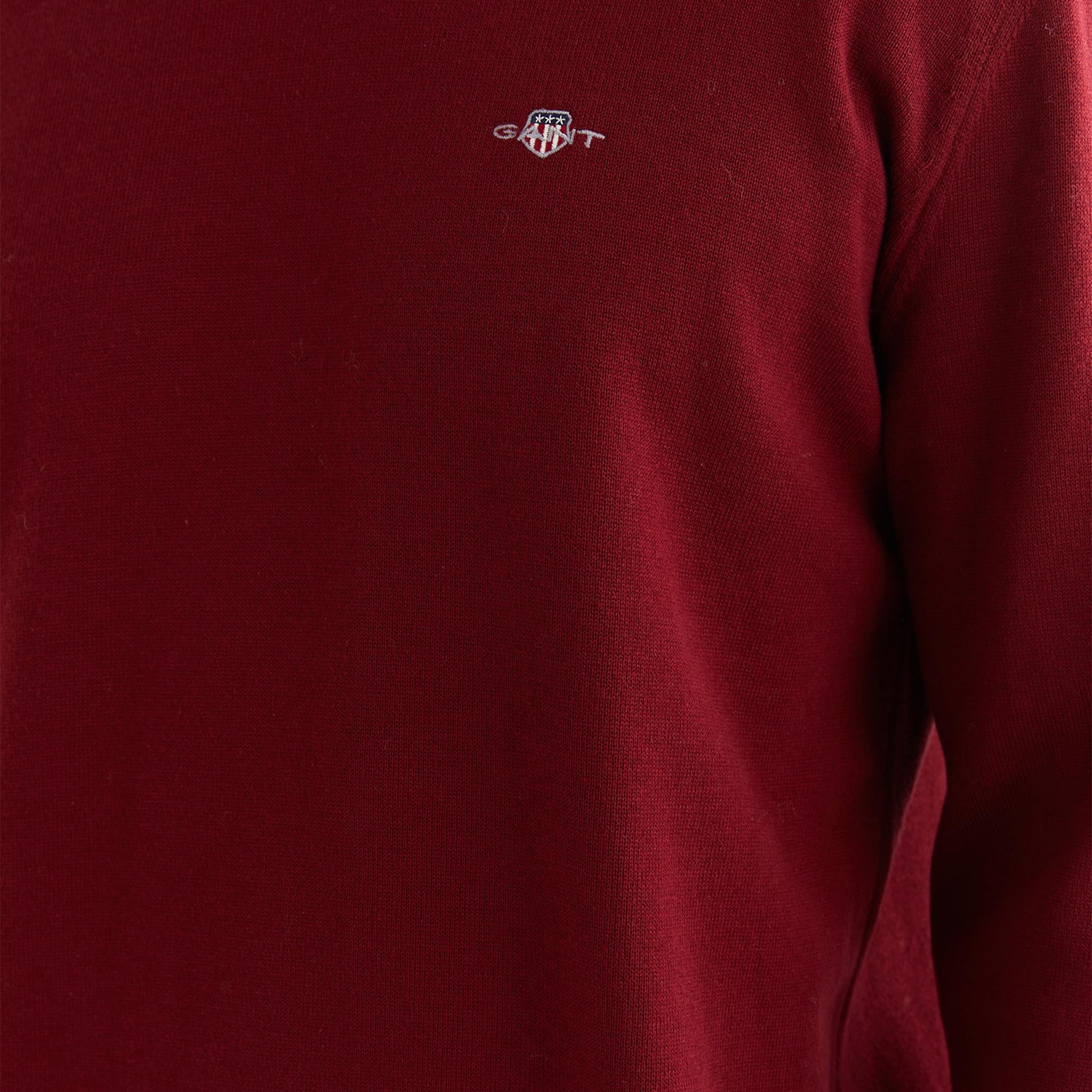 GANT Erkek Bordo Regular Fit Bisiklet Yaka Kazak