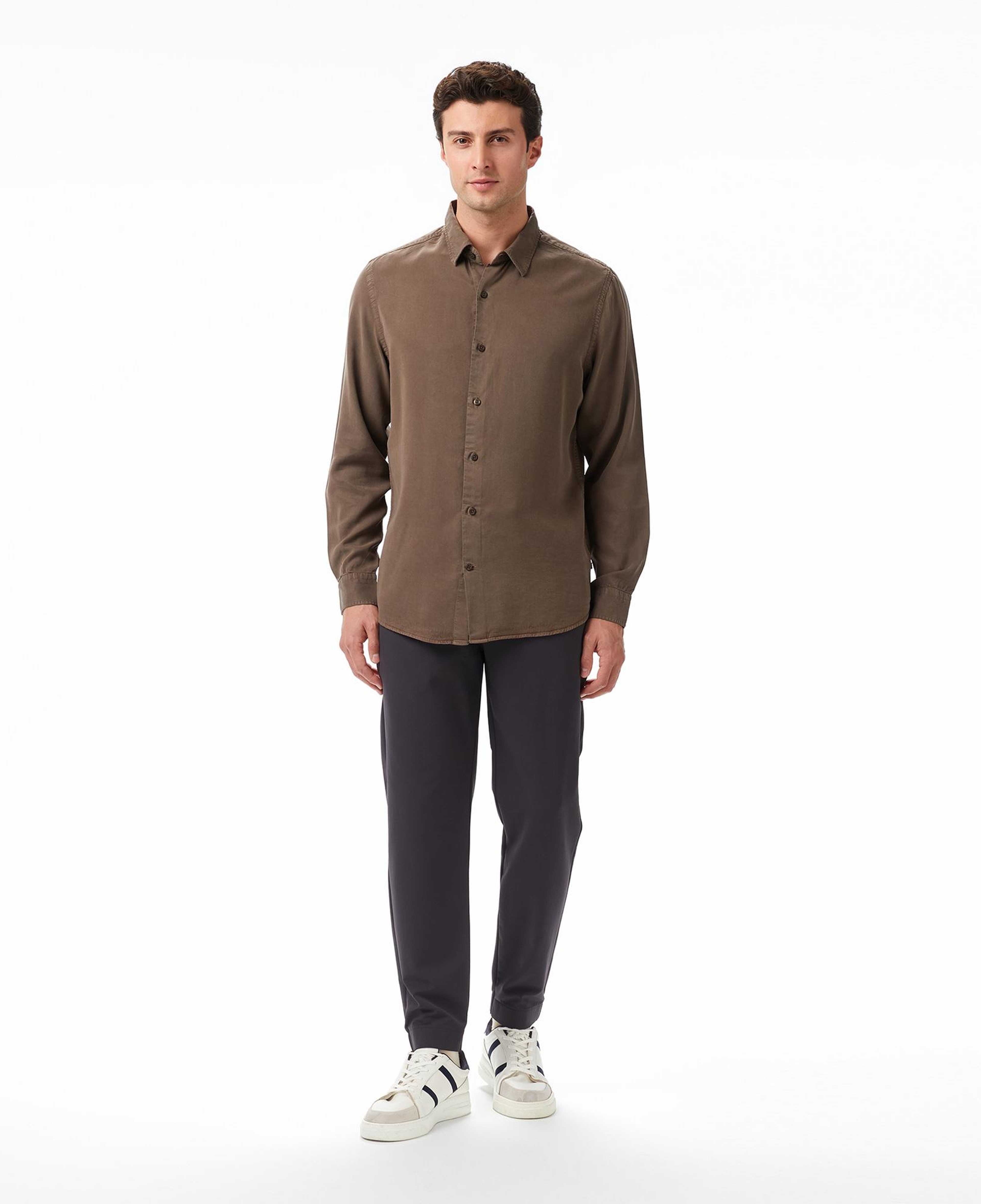 Nautica Erkek Kahverengi Classic Fit Gömlek