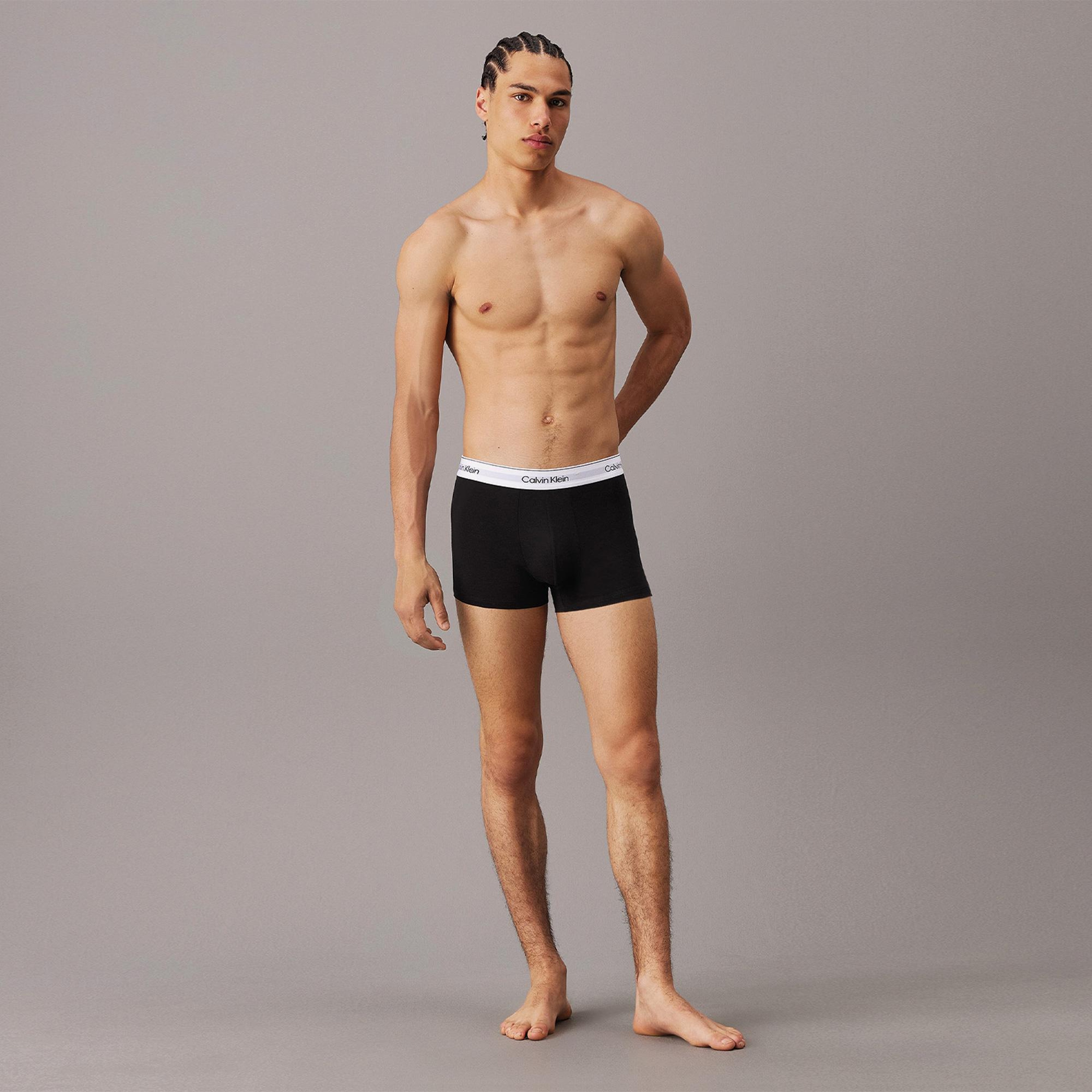 Calvin Klein Trunk 3'lü Erkek Siyah Beyaz Bantlı Boxer