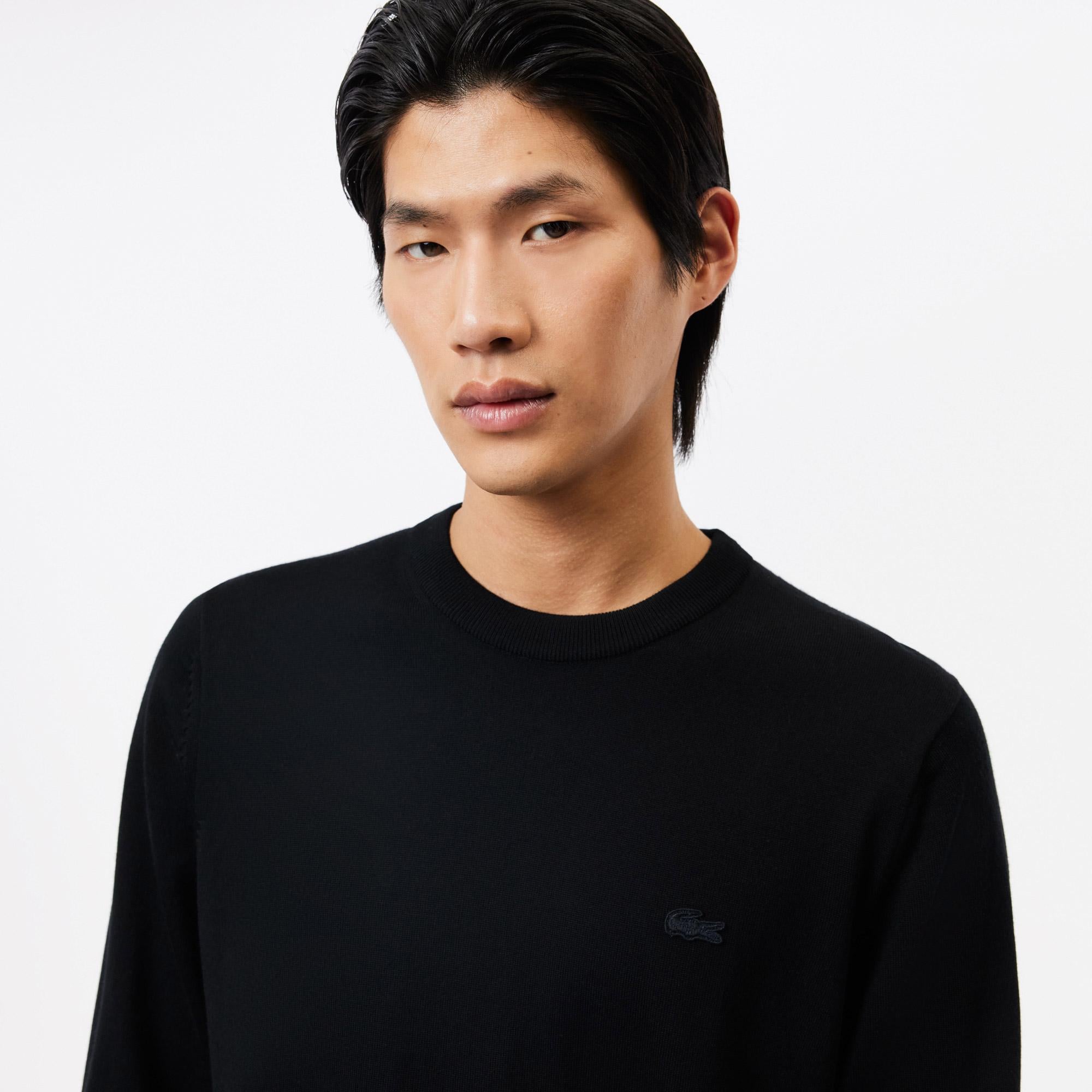 Lacoste Erkek Regular Fit Boğazlı Yaka Siyah Kazak