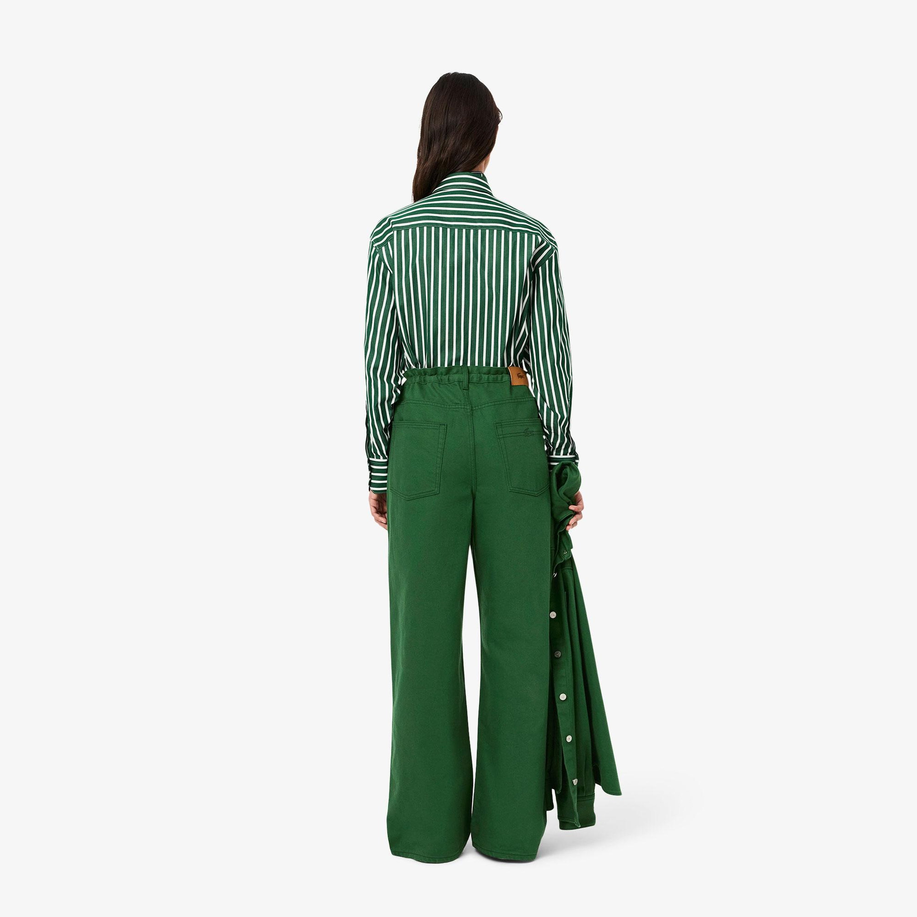 Lacoste Kadın Wide Leg Yeşil Jean Pantolon