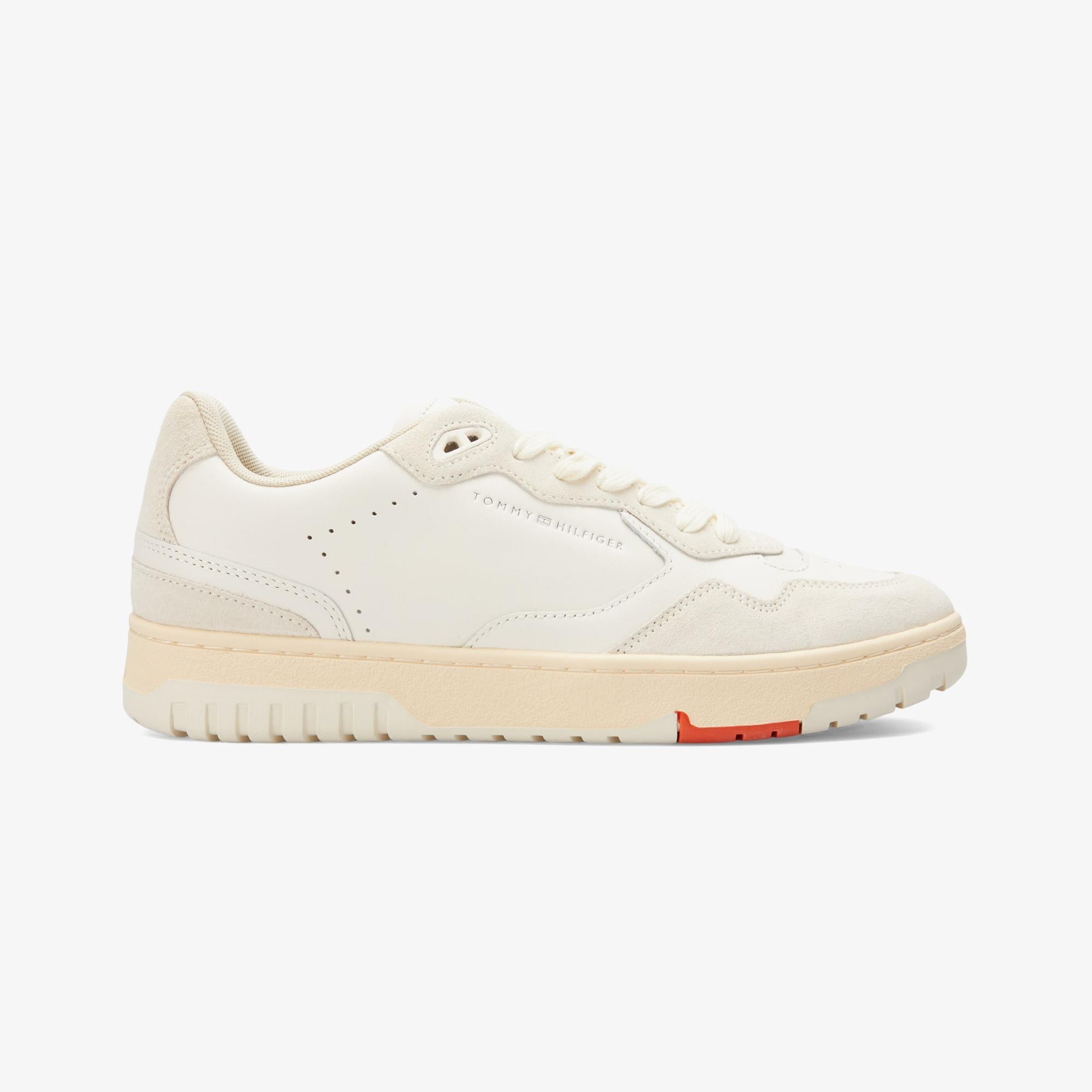 Tommy Jeans Leather Logo Basketball Erkek Beyaz Sneaker