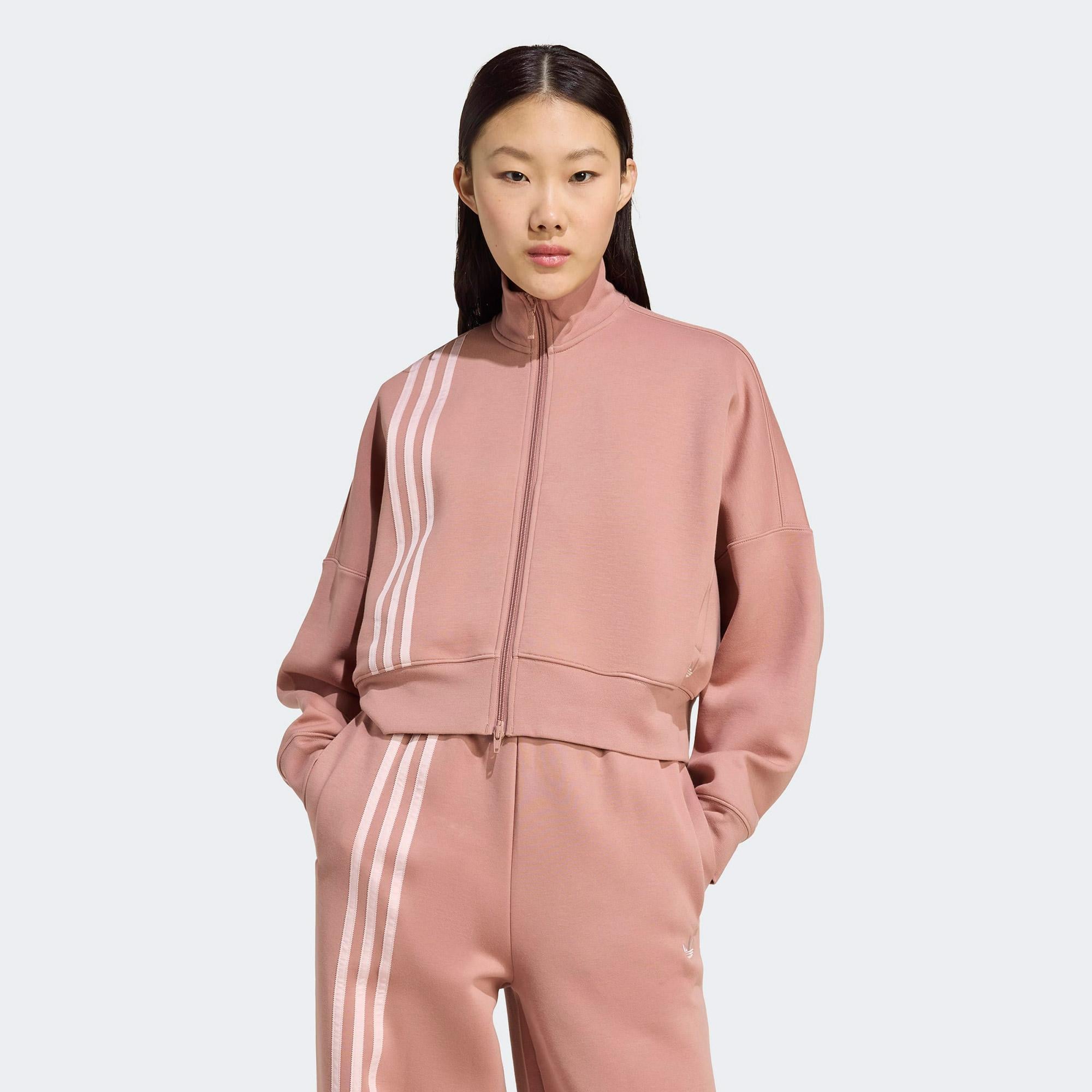 adidas 3 Stripes Zipup Kadın Kahverengi Sweatshirt