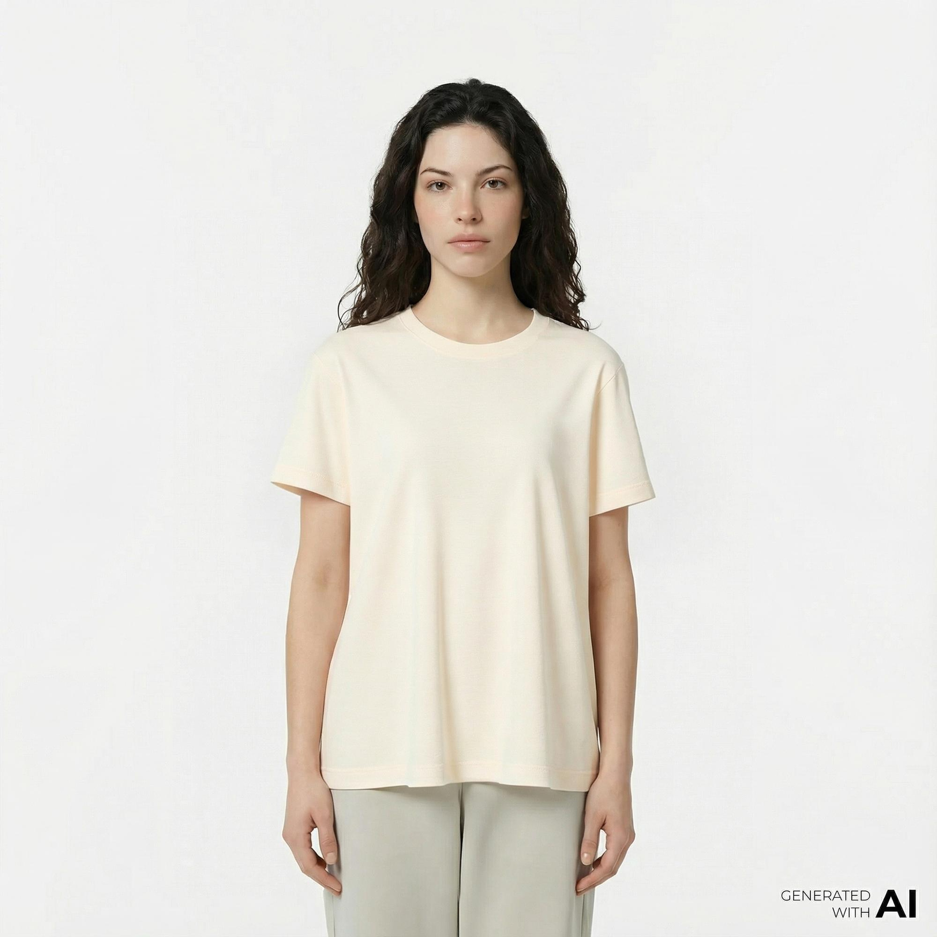 Lacoste Print Cotton Kadın Bej T-Shirt