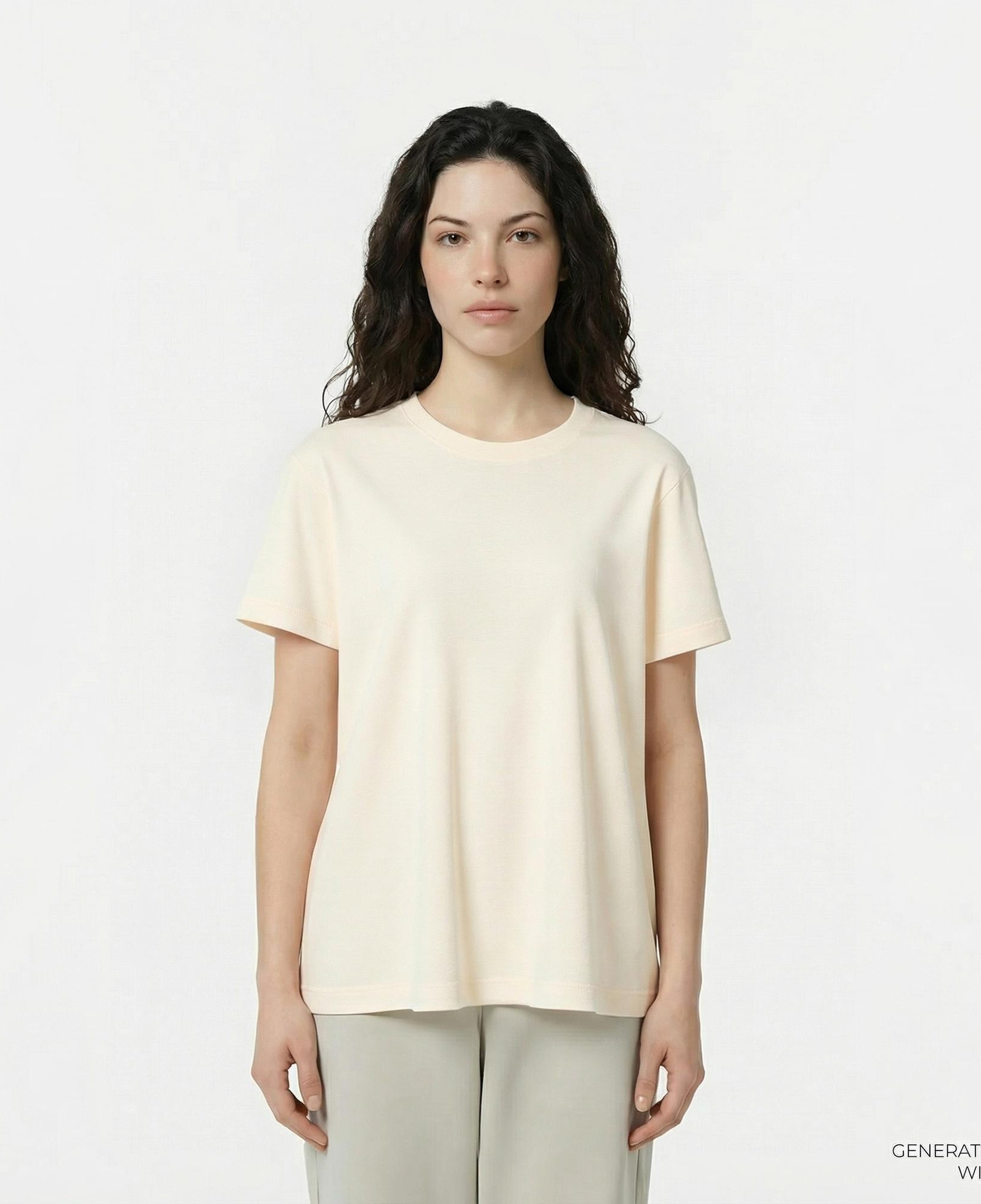 Lacoste Print Cotton Kadın Bej T-Shirt