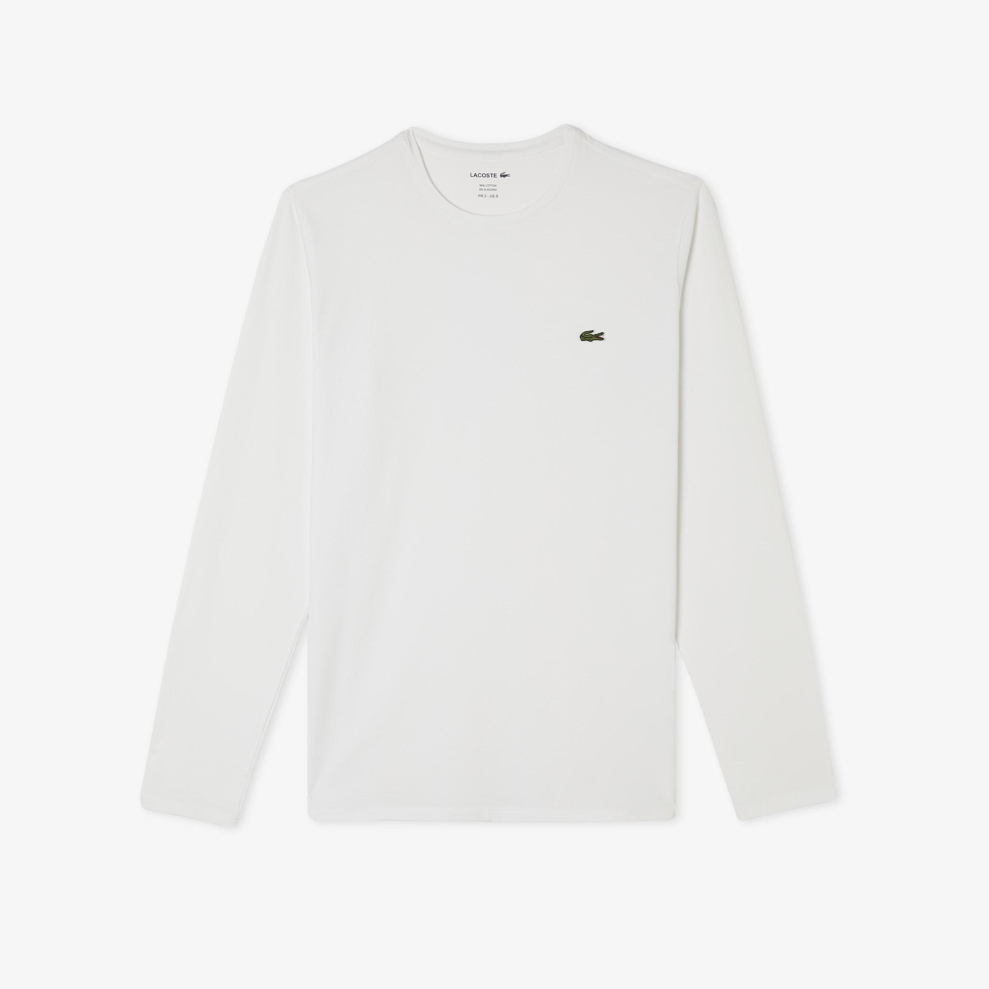 Lacoste Erkek Regular Fit Uzun Kollu Bisiklet Yaka Beyaz T-Shirt