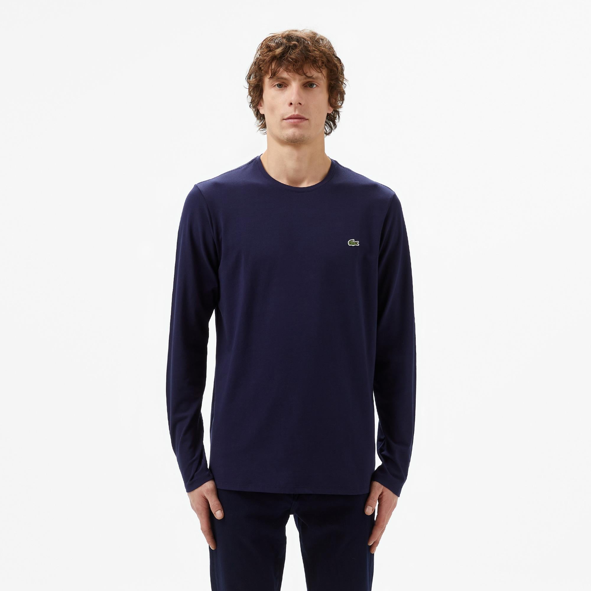 Lacoste Erkek Regular Fit Uzun Kollu Bisiklet Yaka Lacivert T-Shirt
