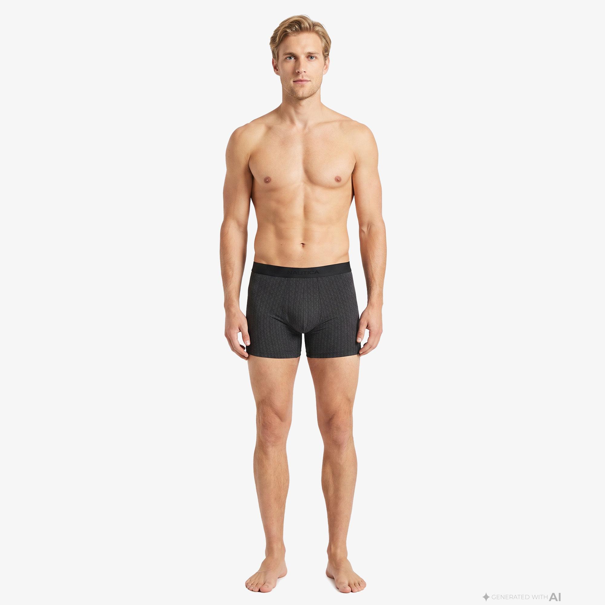 Nautica Erkek Siyah Slim Fit Desenli Boxer