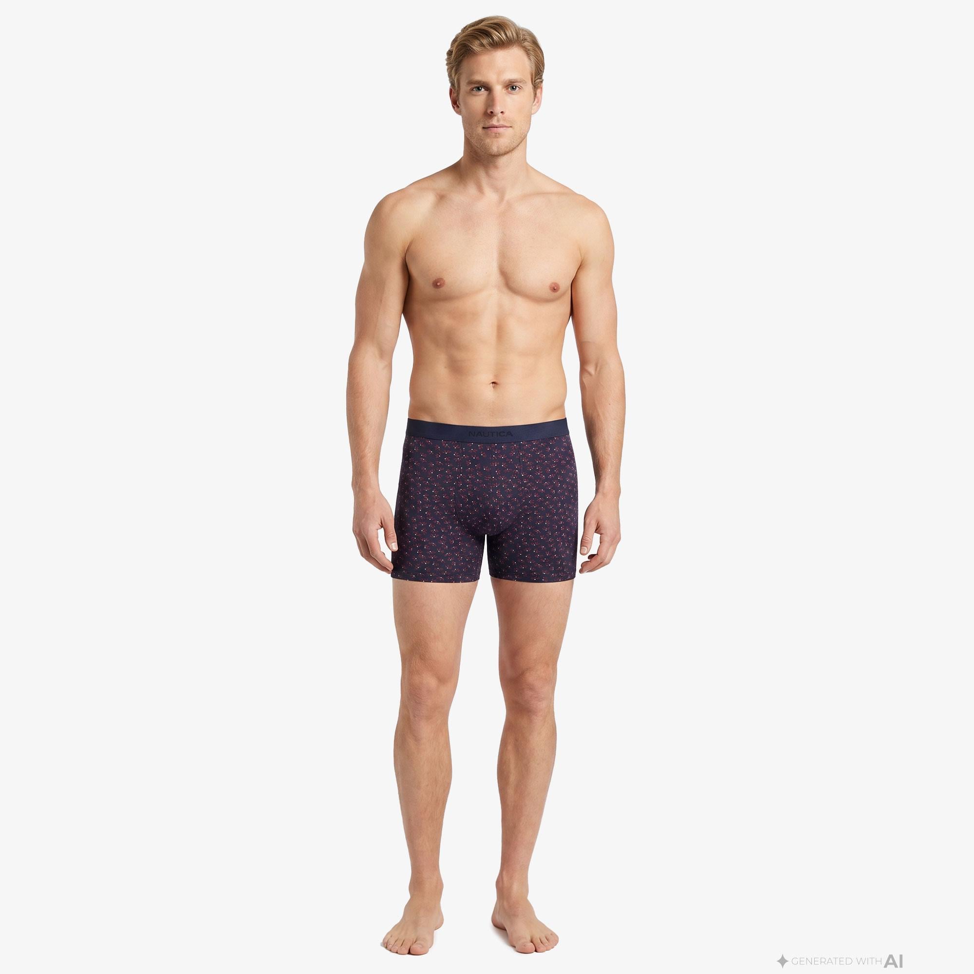 Nautica Erkek Lacivert Slim Fit Desenli Boxer