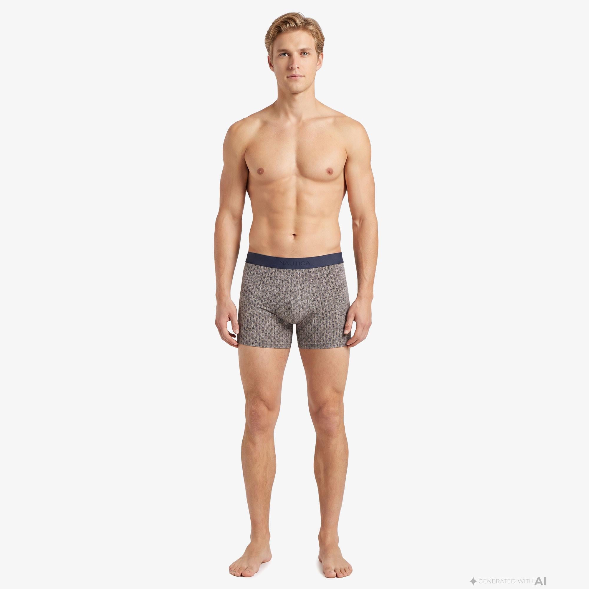 Nautica Erkek Bej Slim Fit Desenli Boxer