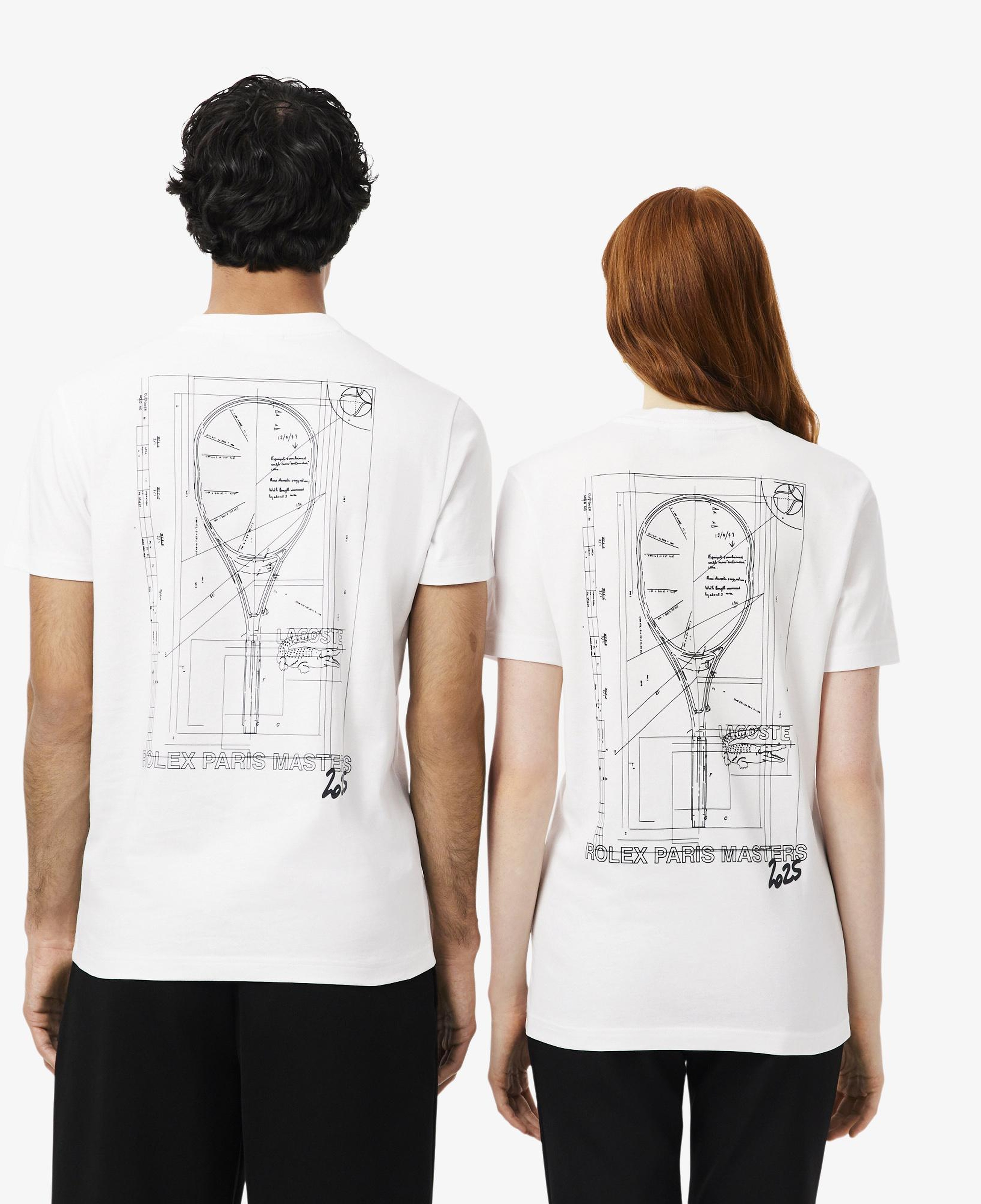 Lacoste x Rolex Paris Unisex Regular Fit Bisiklet Yaka Beyaz T-Shirt