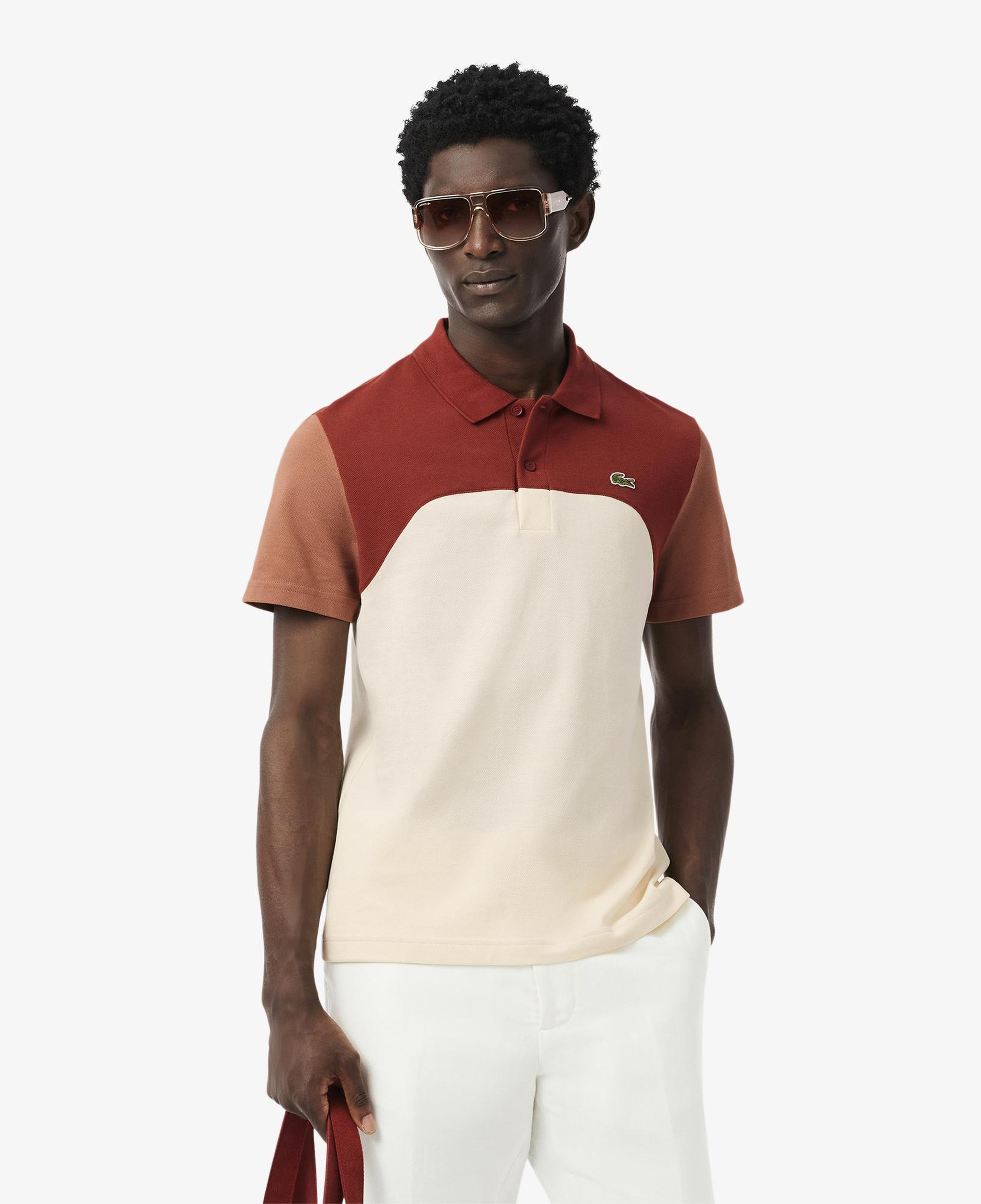 Erkek Regular Fit Renk Bloklu Bej Polo