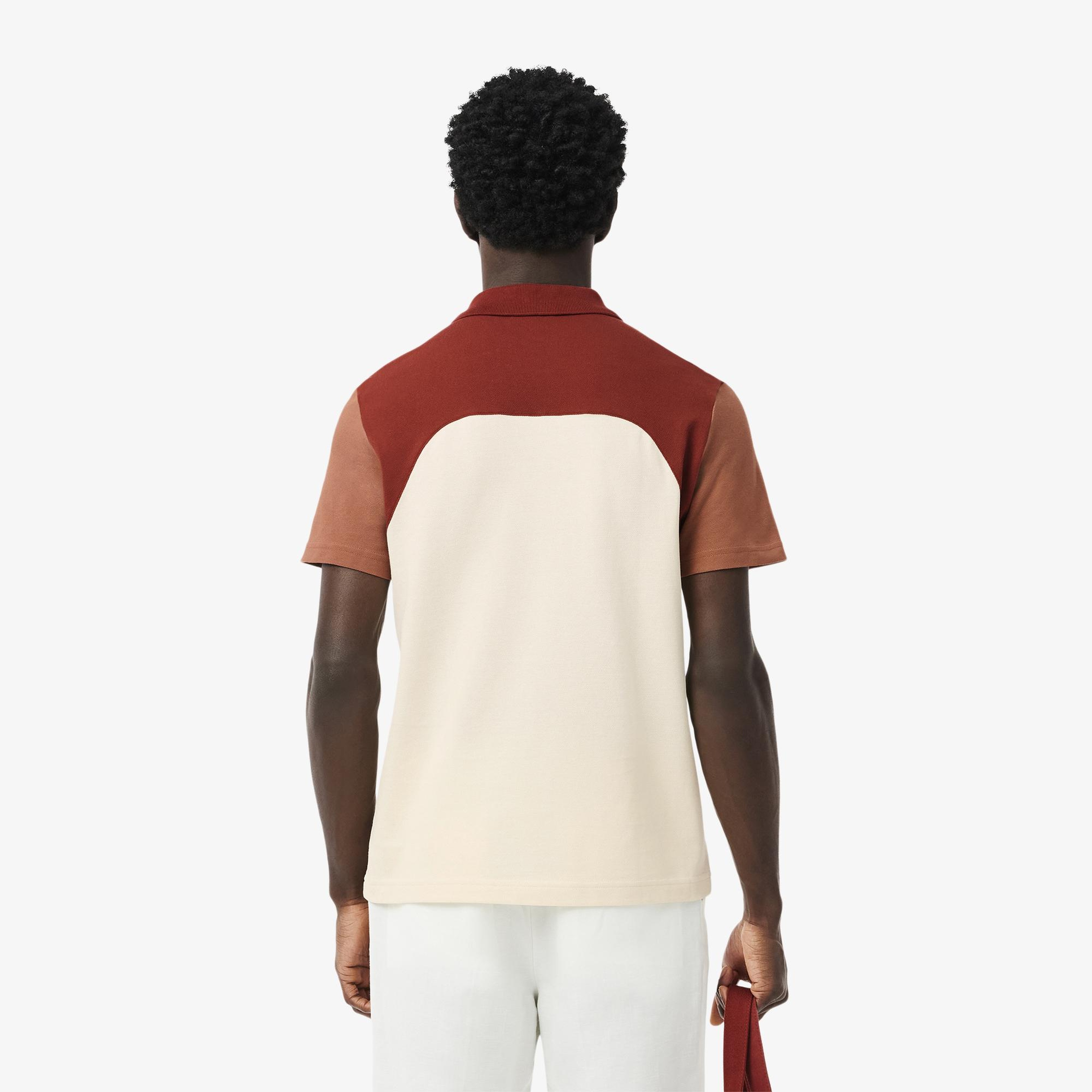 Erkek Regular Fit Renk Bloklu Bej Polo
