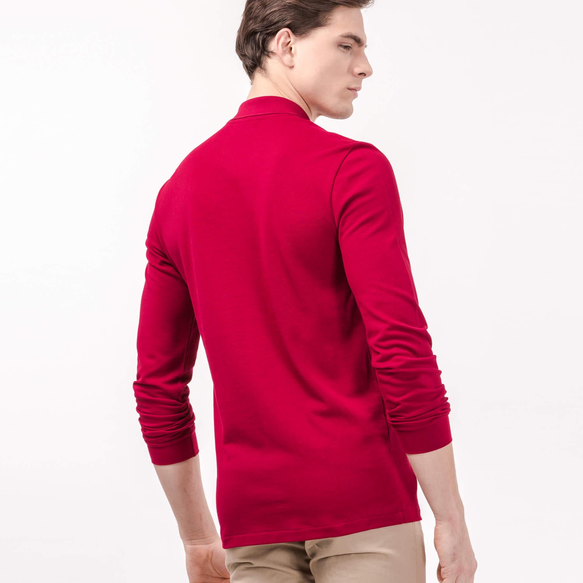 Lacoste Erkek Classic Fit Uzun Kollu Bordo Polo