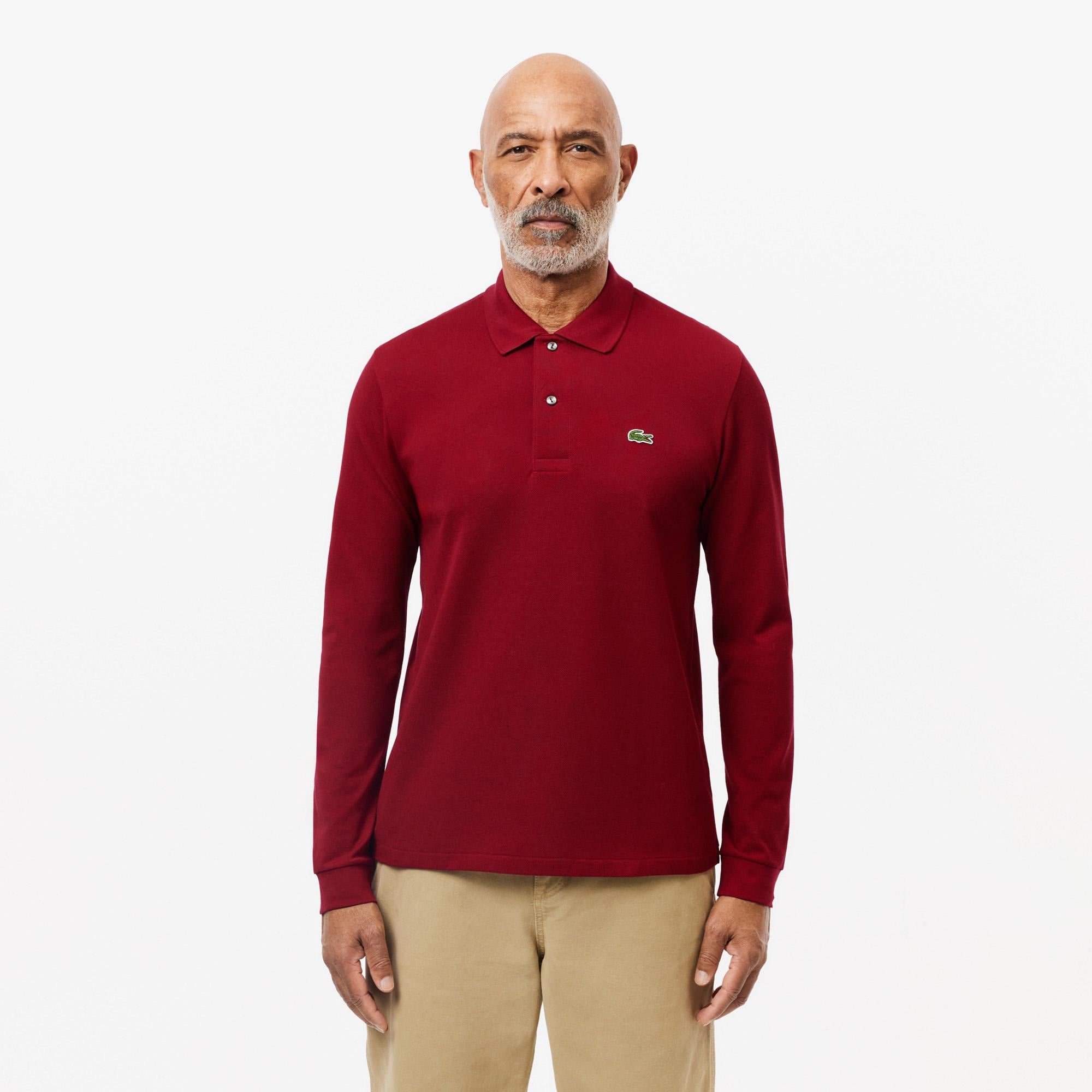Lacoste Erkek Classic Fit Uzun Kollu Bordo Polo