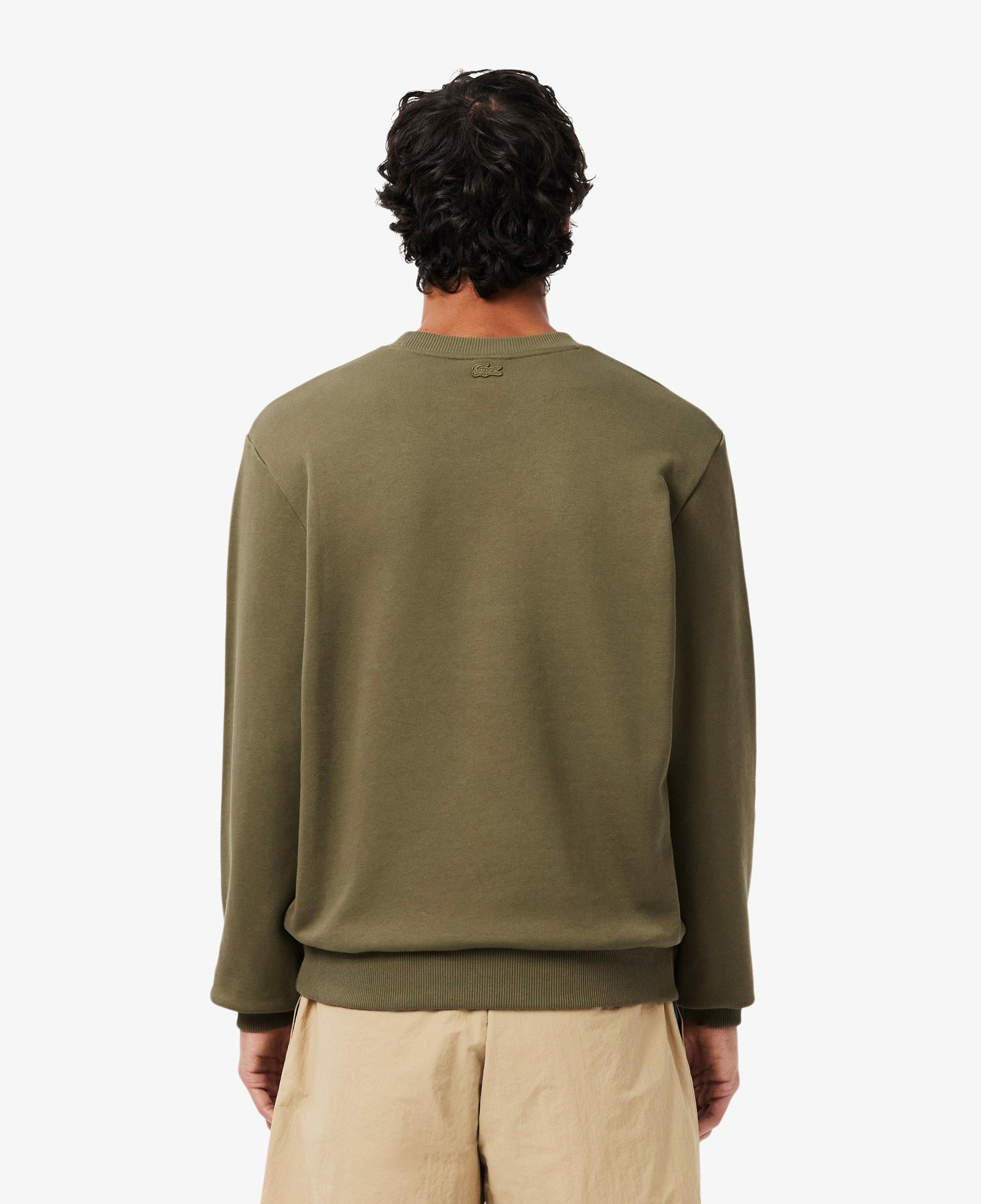 Erkek Classic Fit Bisiklet Yaka Baskılı Haki Sweatshirt