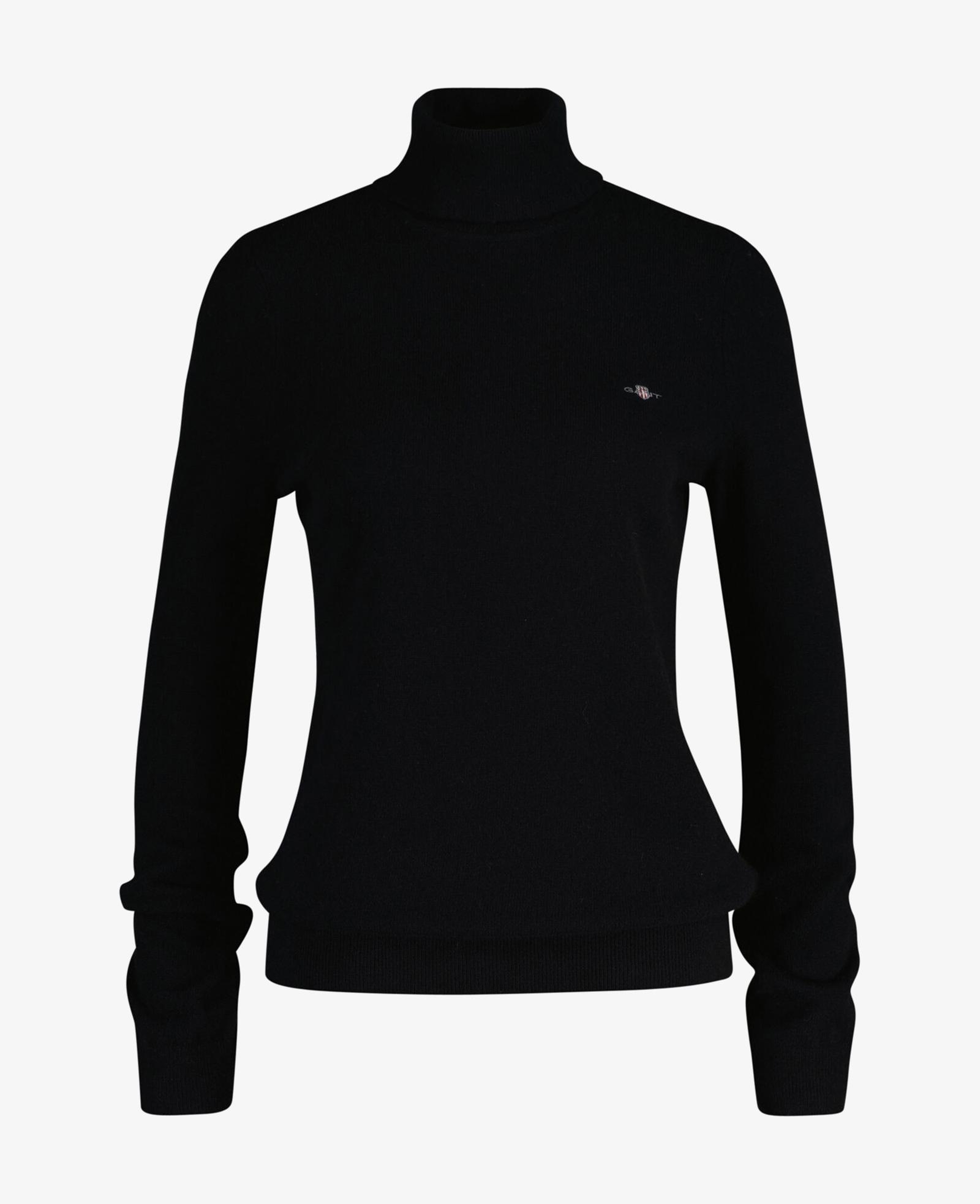 GANT Kadın Siyah Regular Fit Boğazlı Yaka Yün Kazak