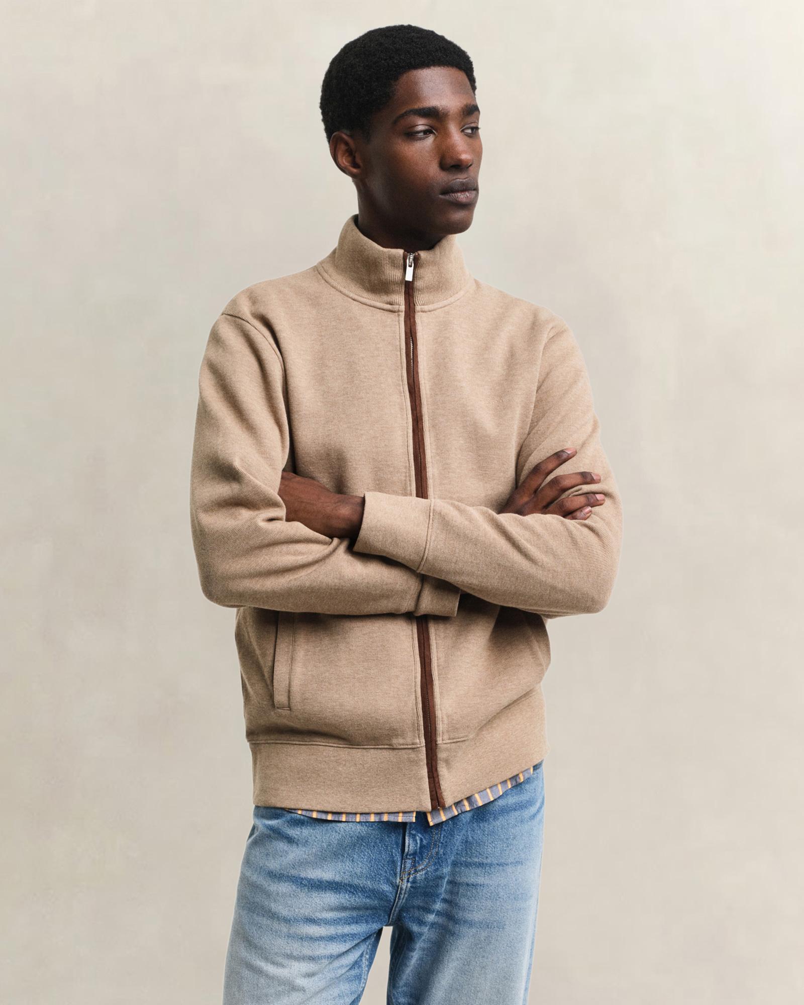 GANT Erkek Bej Regular Fit Fermuarlı Hırka
