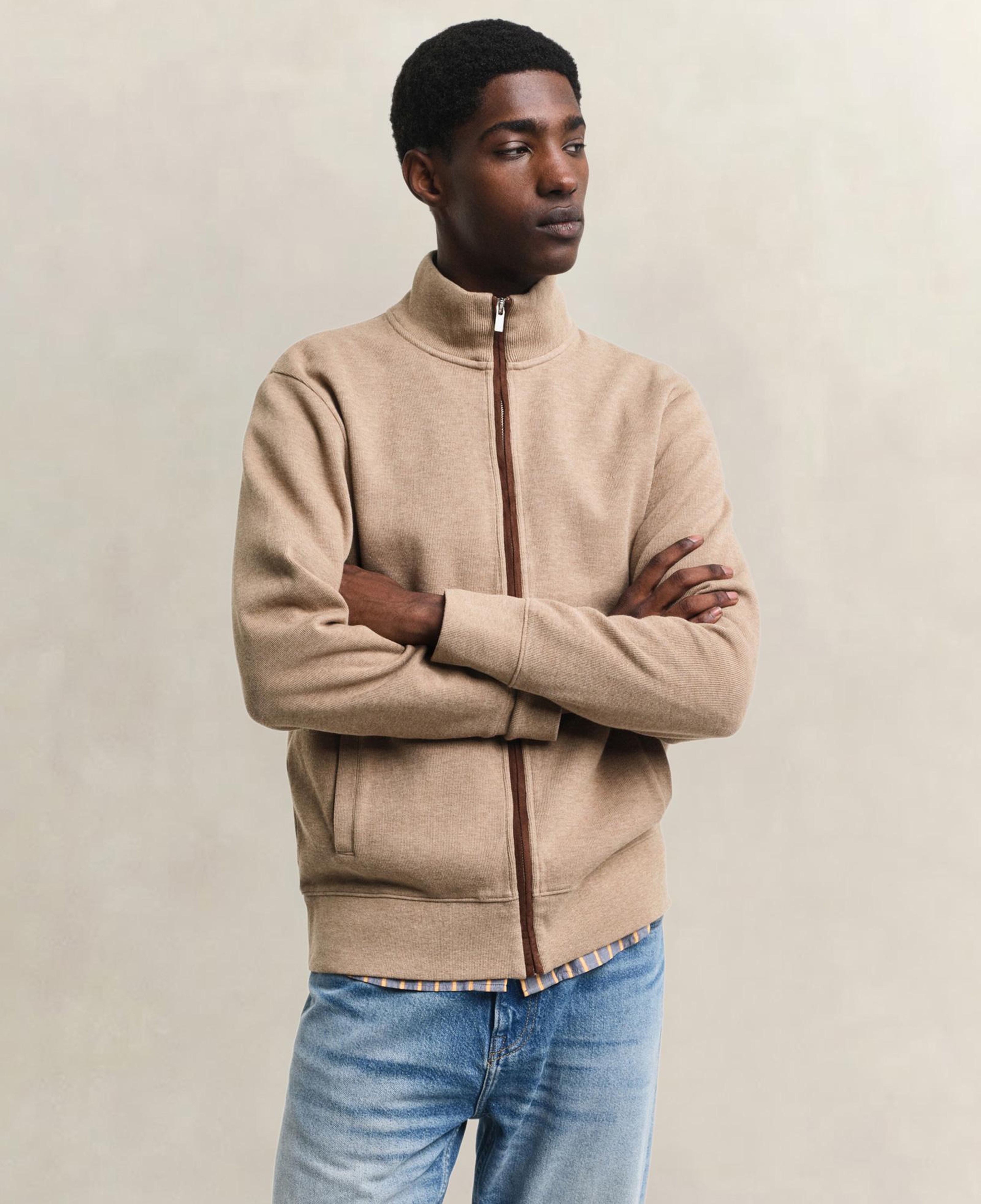GANT Erkek Bej Regular Fit Fermuarlı Hırka