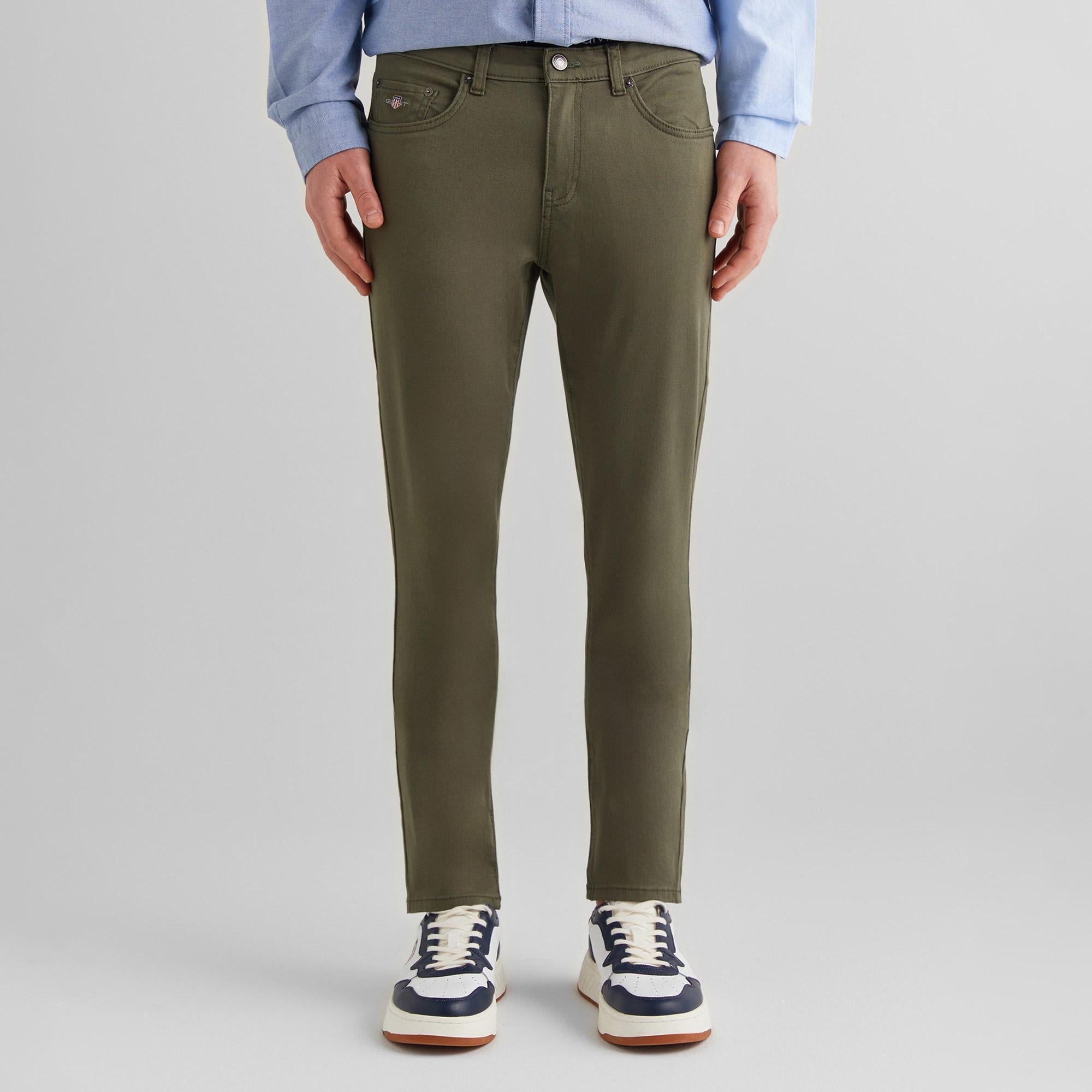 GANT Erkek Yeşil Slim Fit Pantolon