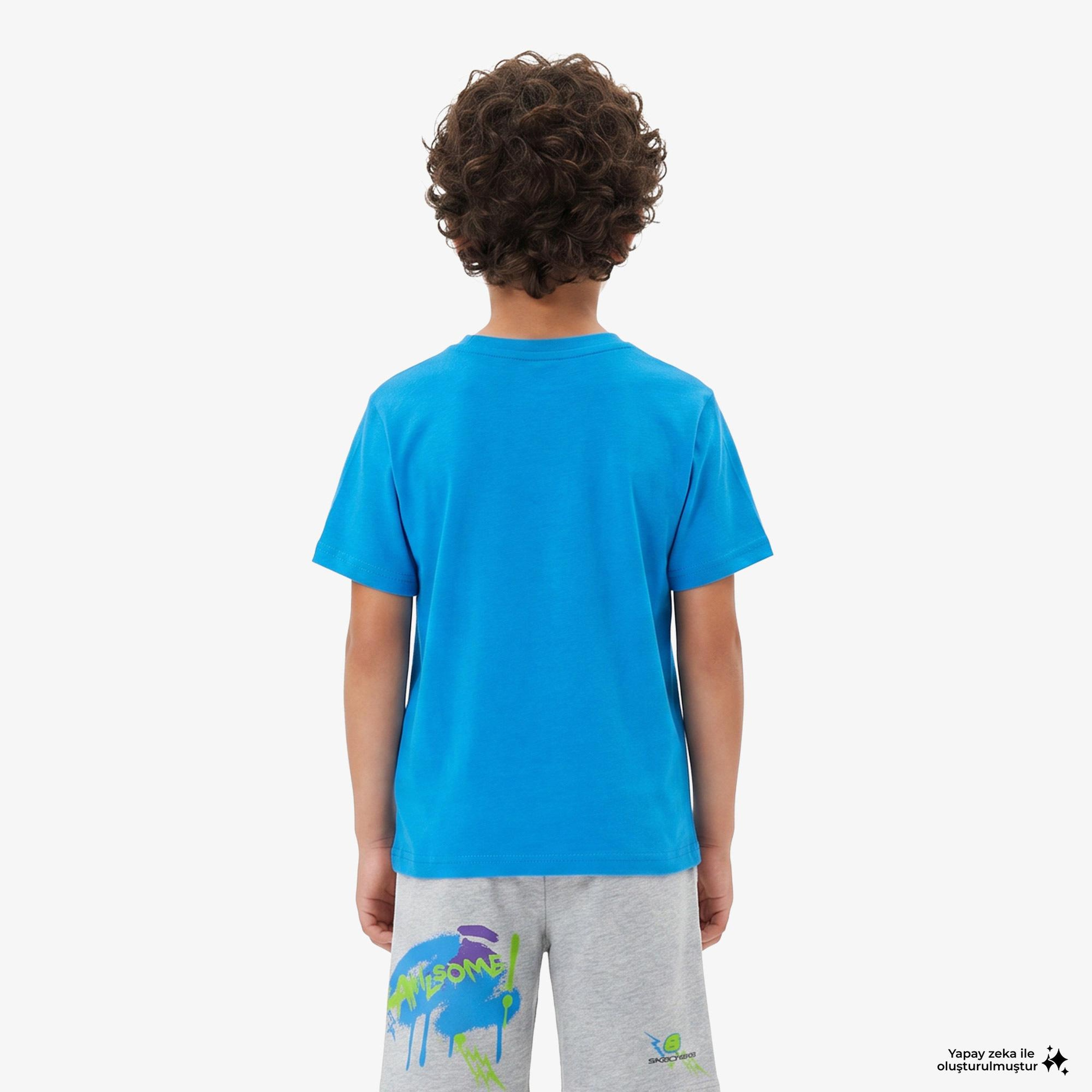 Skechers Graphic Çocuk Mavi T-Shirt